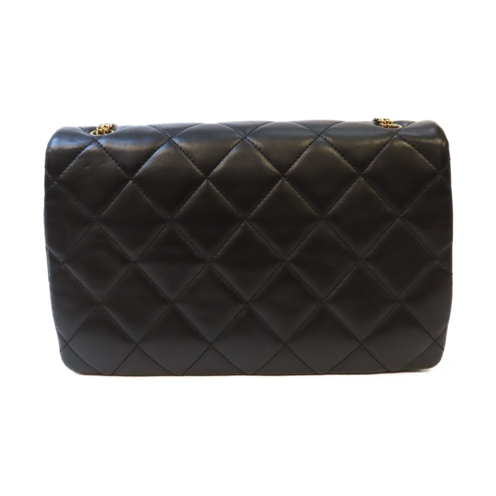 CHANEL 【激減優惠】菱格羊皮皮革Chain Shoulder金扣鏈帶肩背袋黑色