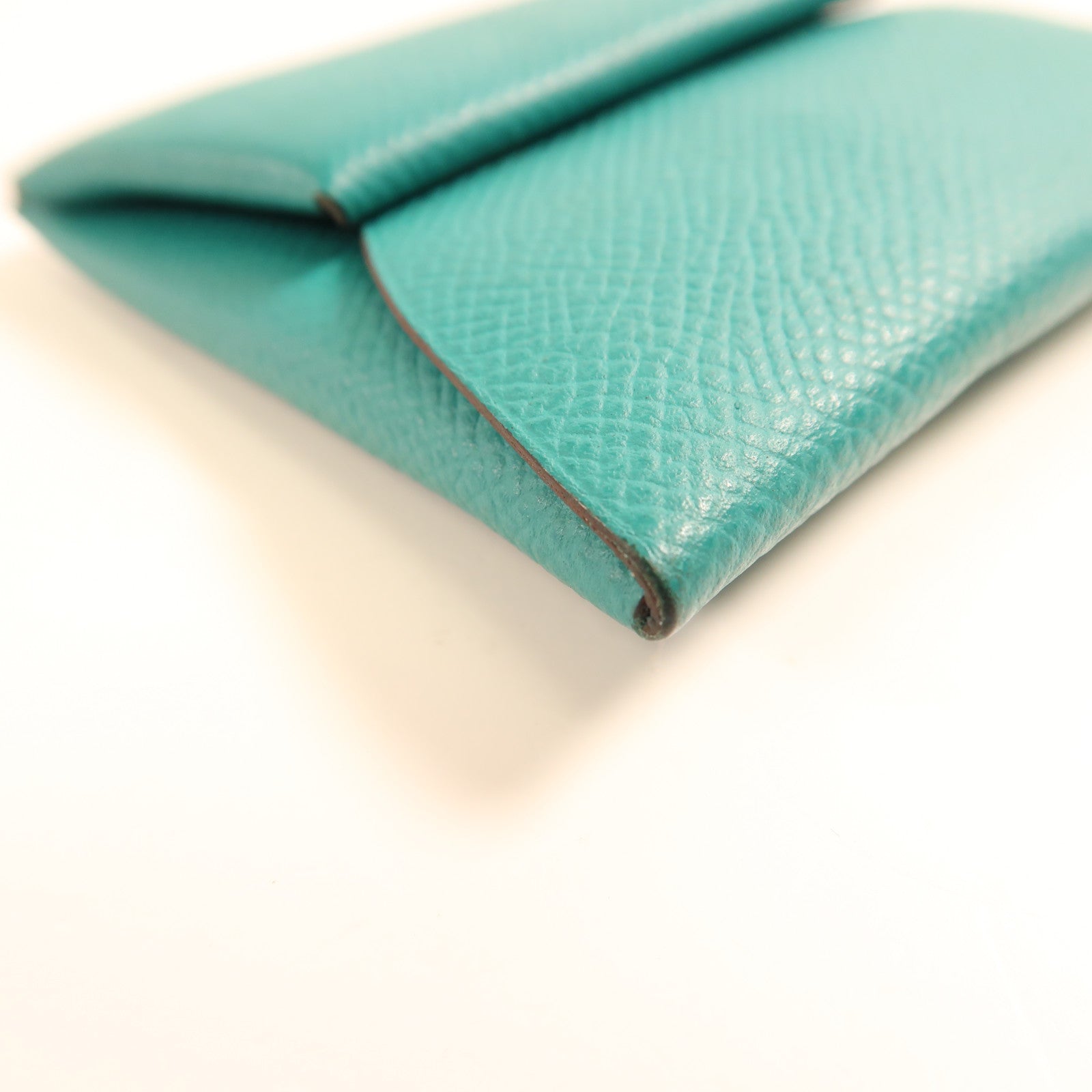 HERMES PHWBastia Card Case Purse Veau Epsom Leather Green