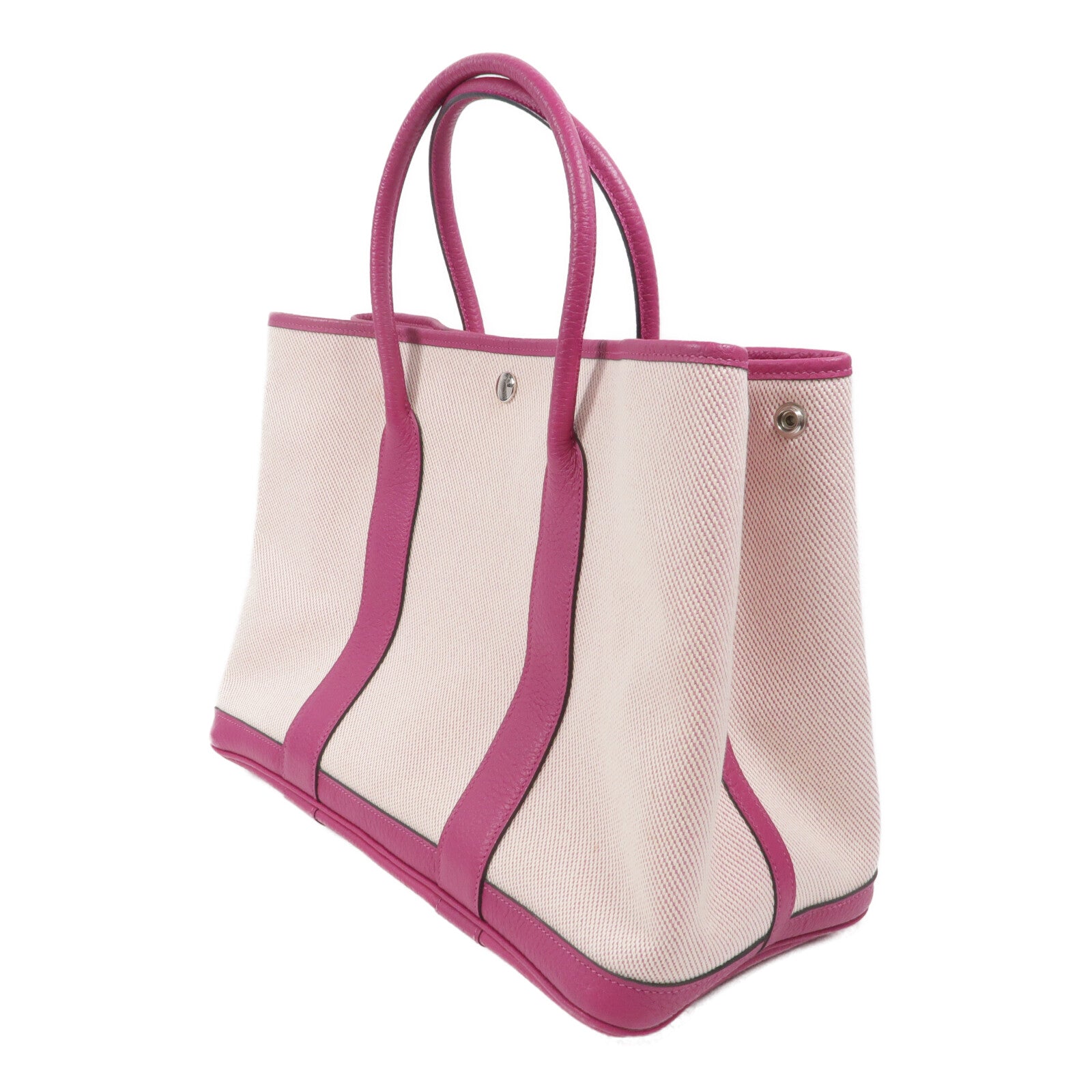 HERMES 帆布Garden Party PM手挽袋Rose Pourpre