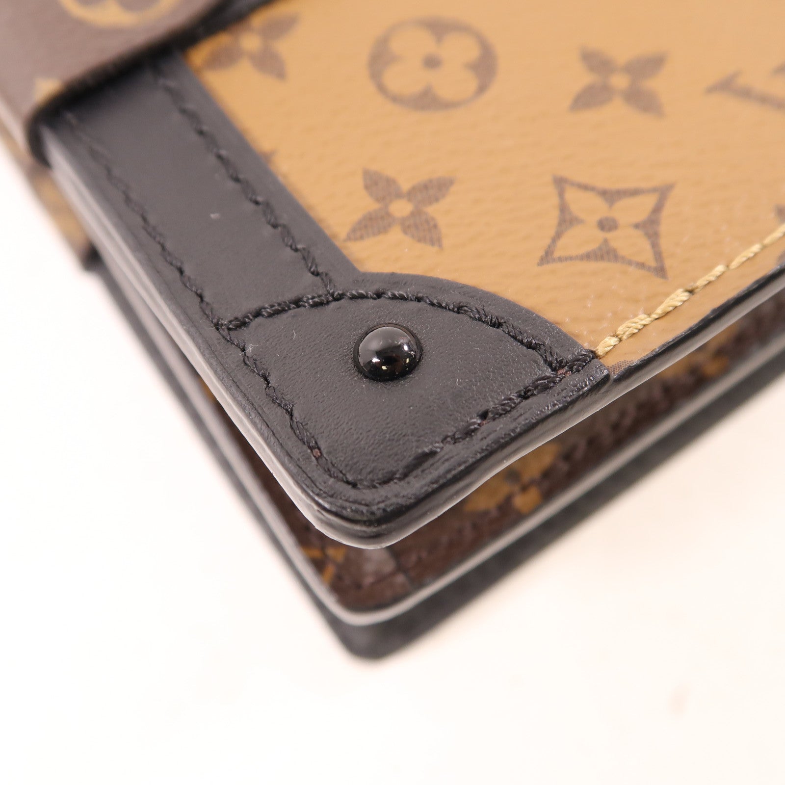 LOUIS VUITTON Monogram Reverse Trunk Clutch金扣肩背袋棕色