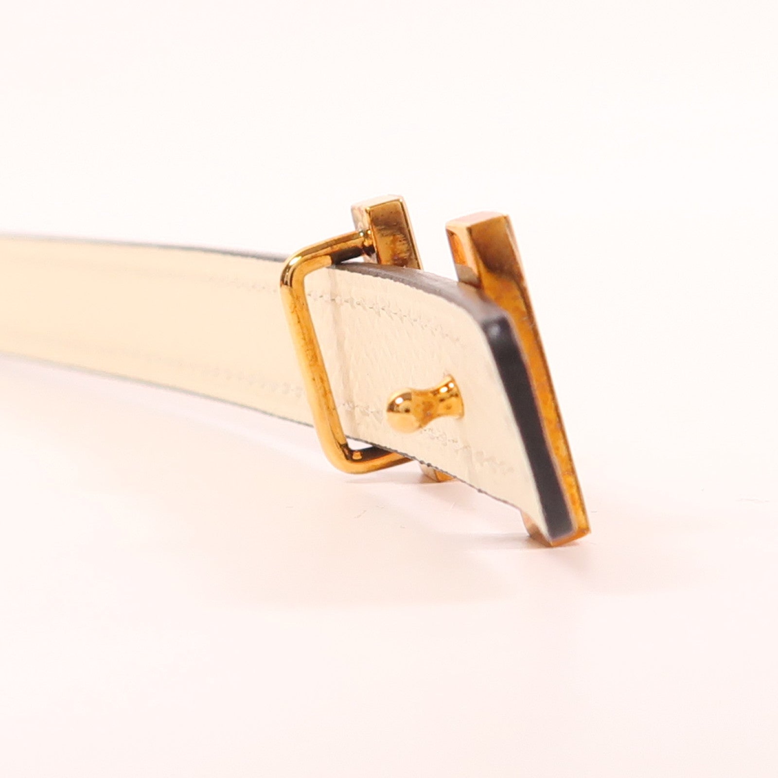 HERMES Epsom皮革H Belt 90cm金扣皮帶Sesame/Nata