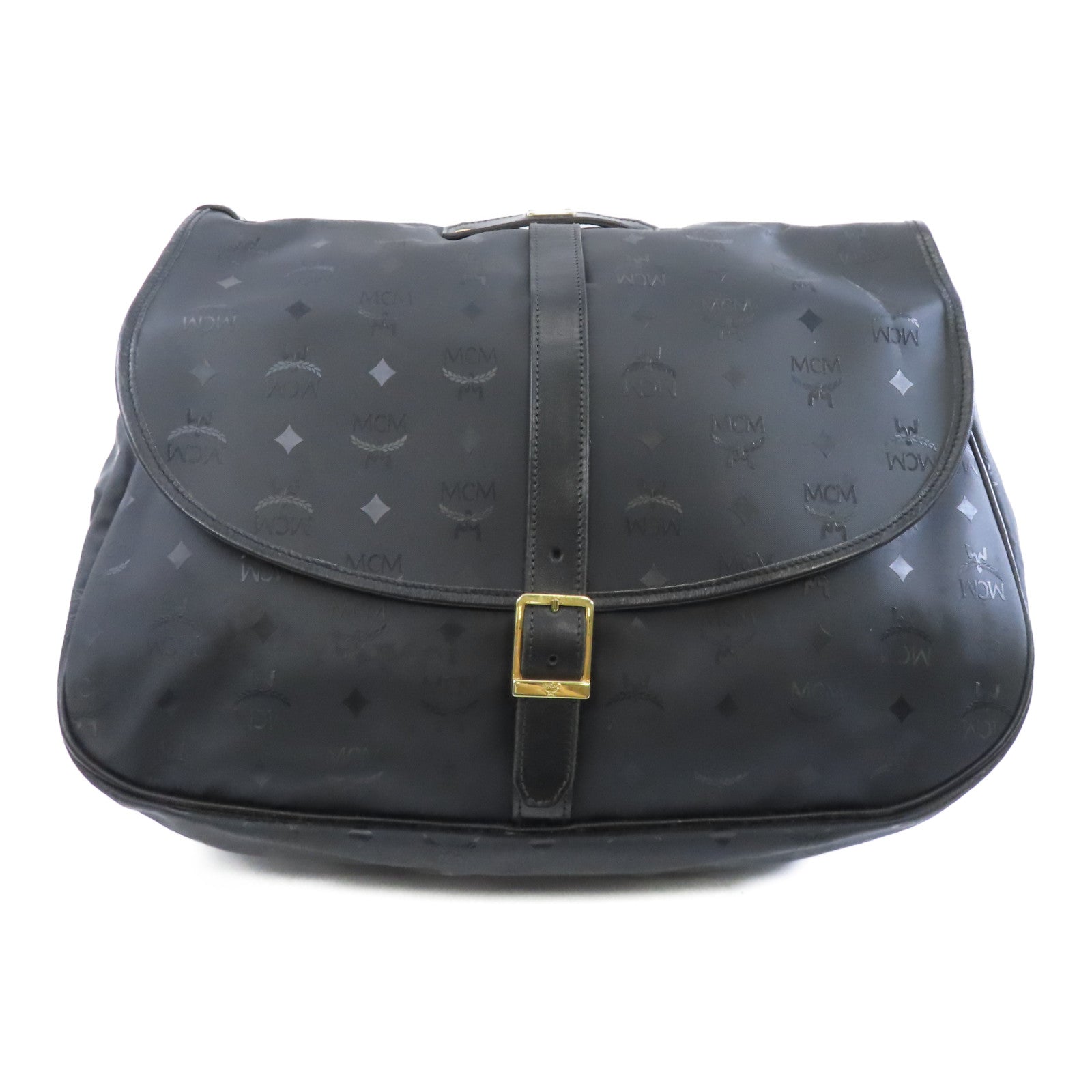 MCM 塗層帆布Shoulder Bag金扣肩背袋黑色
