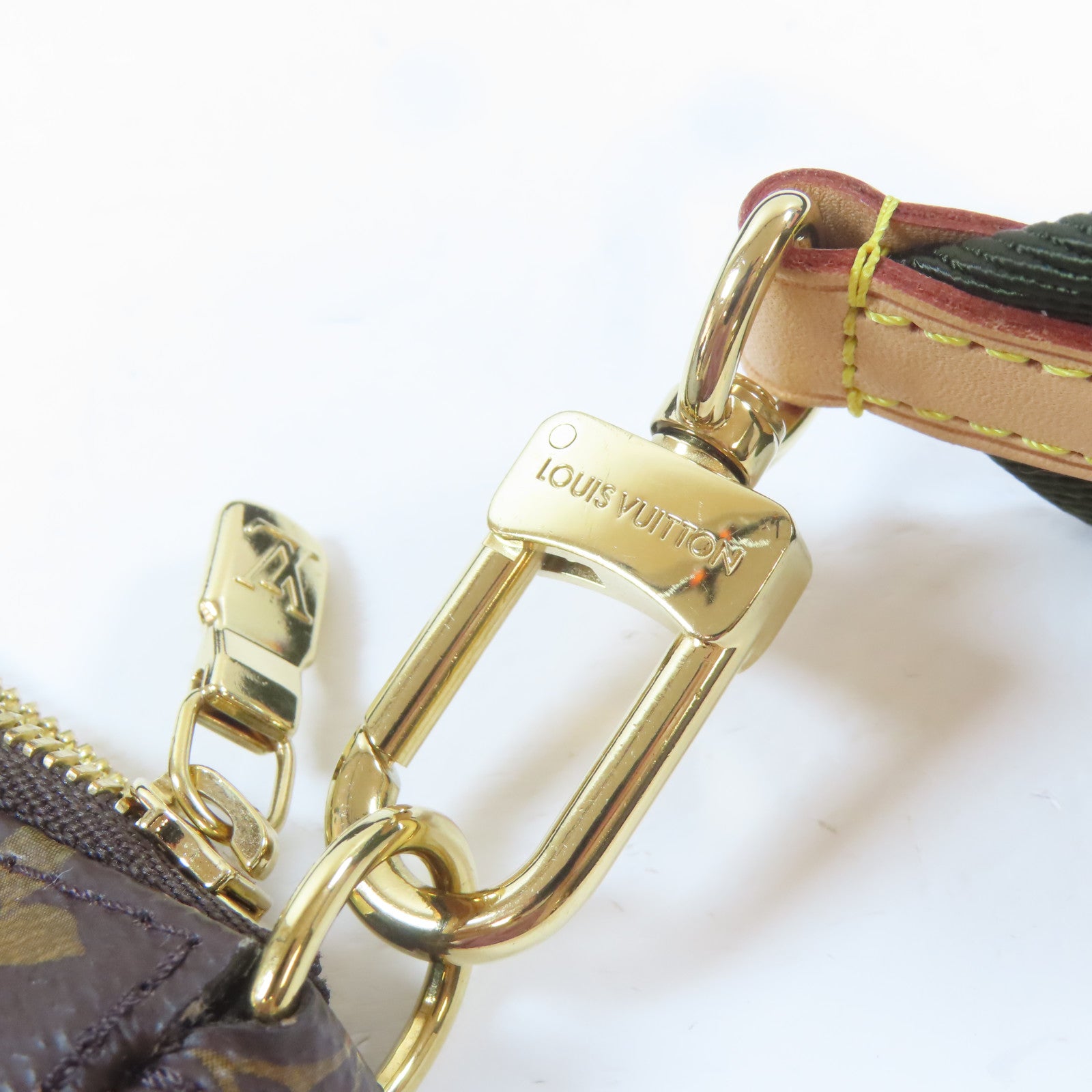LOUIS VUITTON Monogram Multi Pochette Accessories金扣肩背袋綠色/啡色