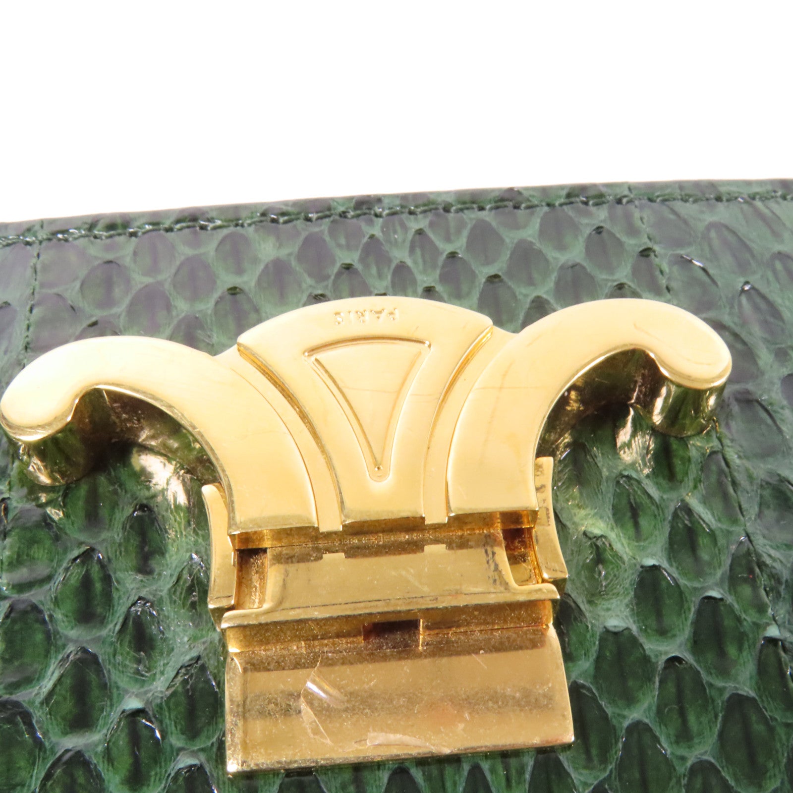 CELINE 蛇皮皮革Teen Triomphe Bag金扣肩背袋