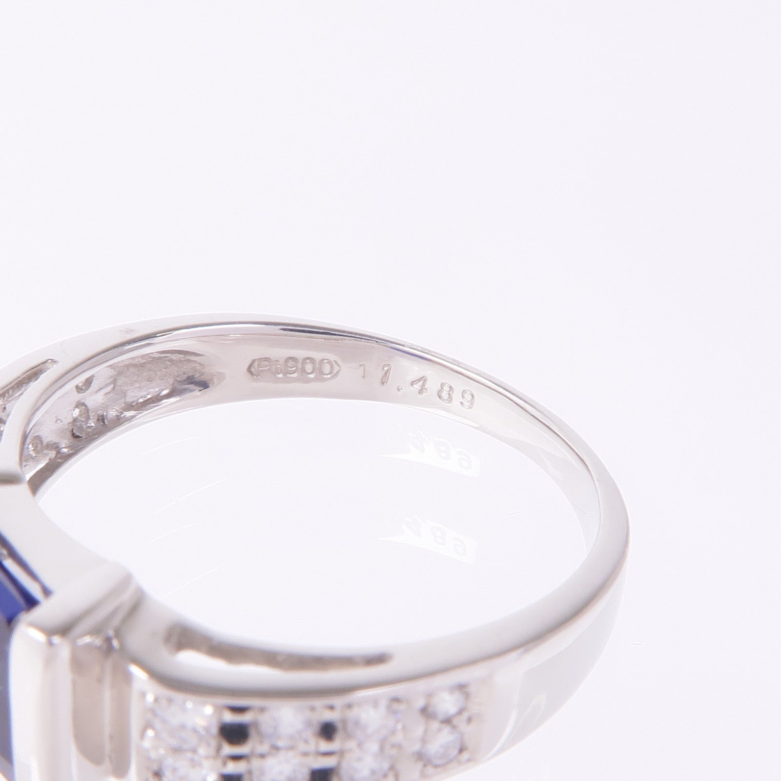 JEWELRY PT900鉑金Sapphire Diamond Ring藍寶石/鑽石戒指US#6