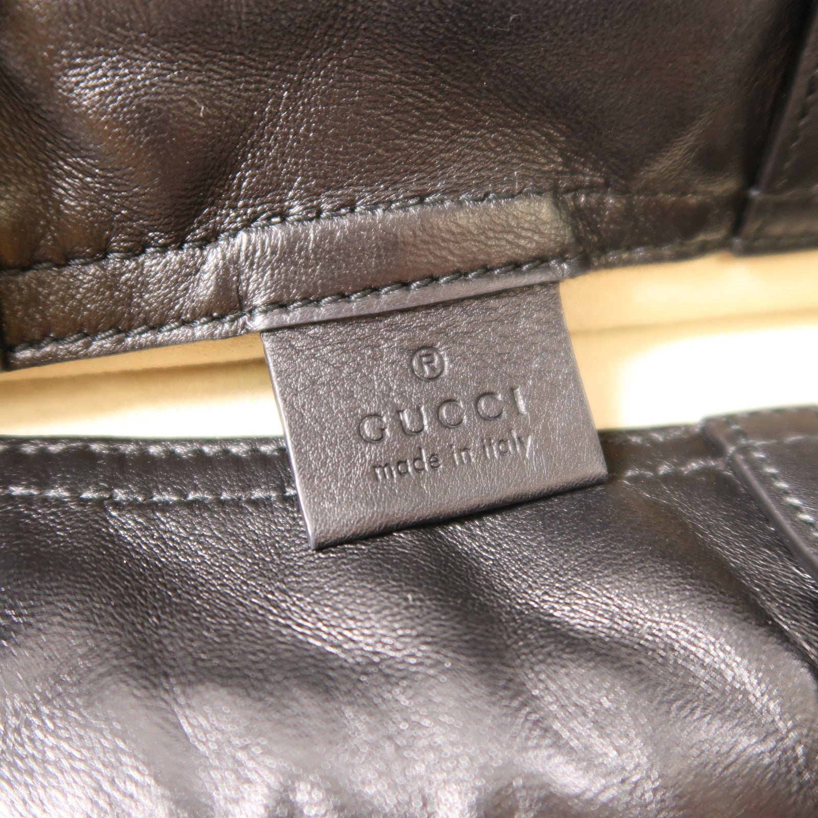GUCCI 牛皮皮革GG Drawstring Backpack背包杏色