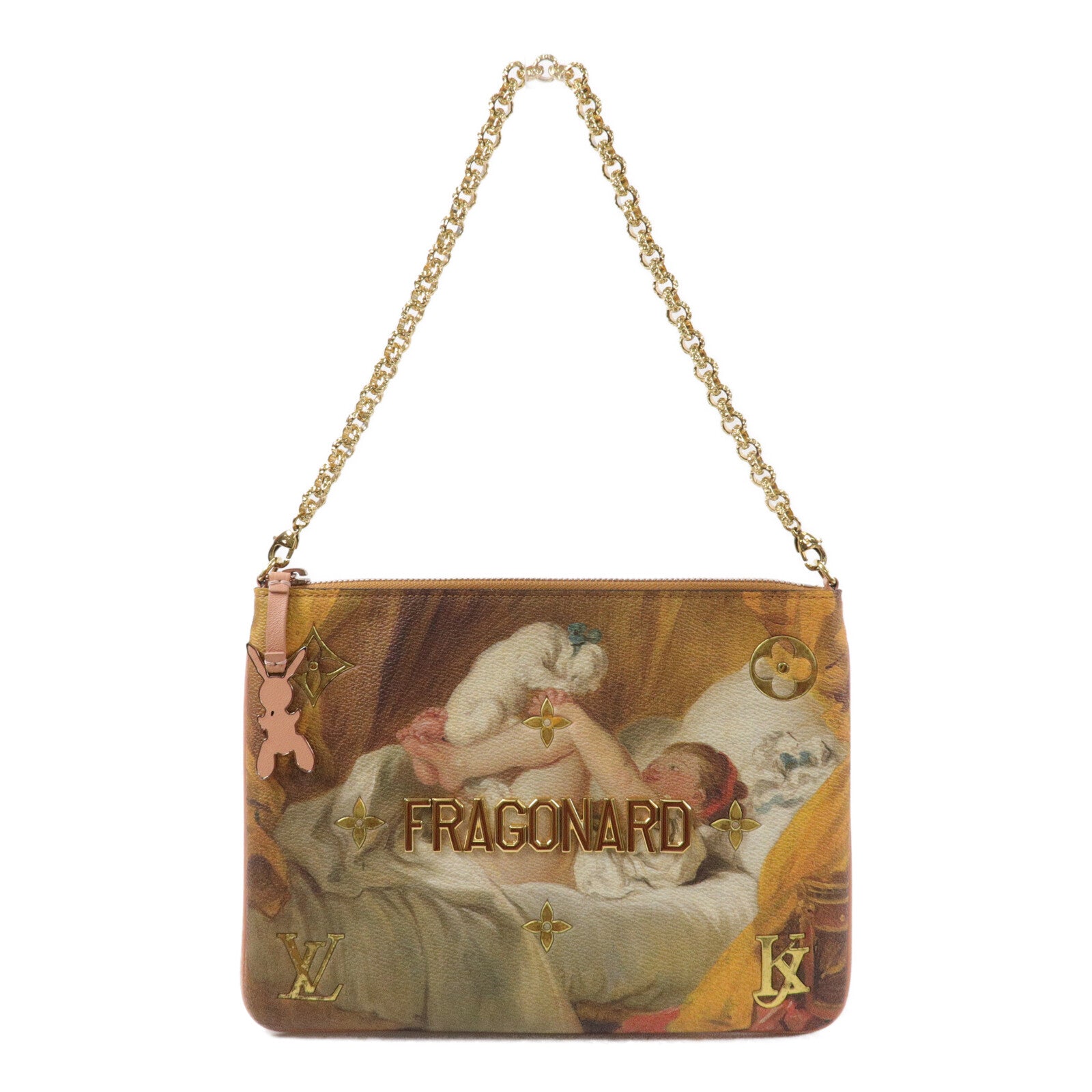 LOUIS VUITTON 牛皮皮革Pochette Plat Fragonard鏈帶肩背袋