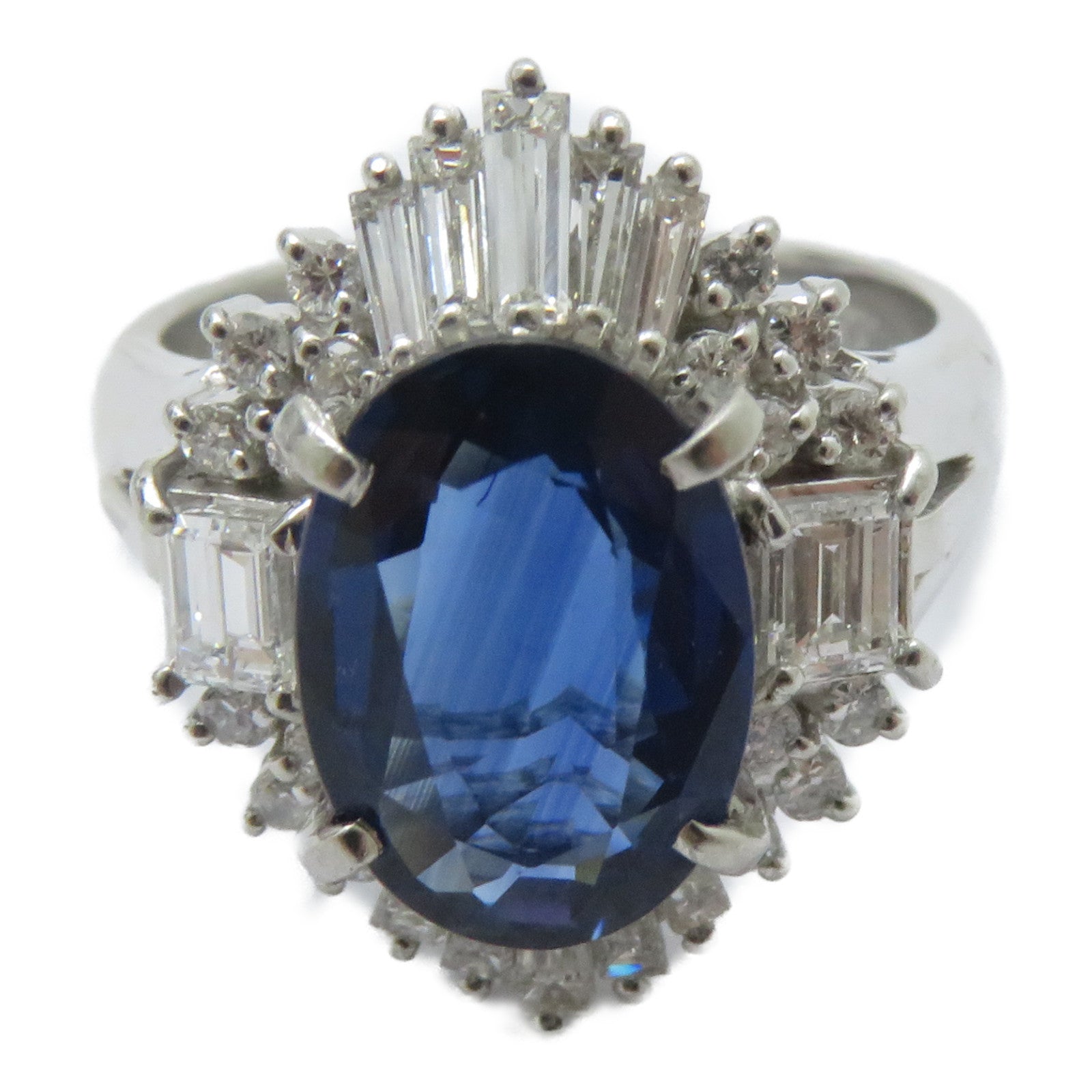 JEWELRY PT900鉑金Sapphire Ring 2.75ct藍寶石/0.907ct鑽石戒指US#4.5