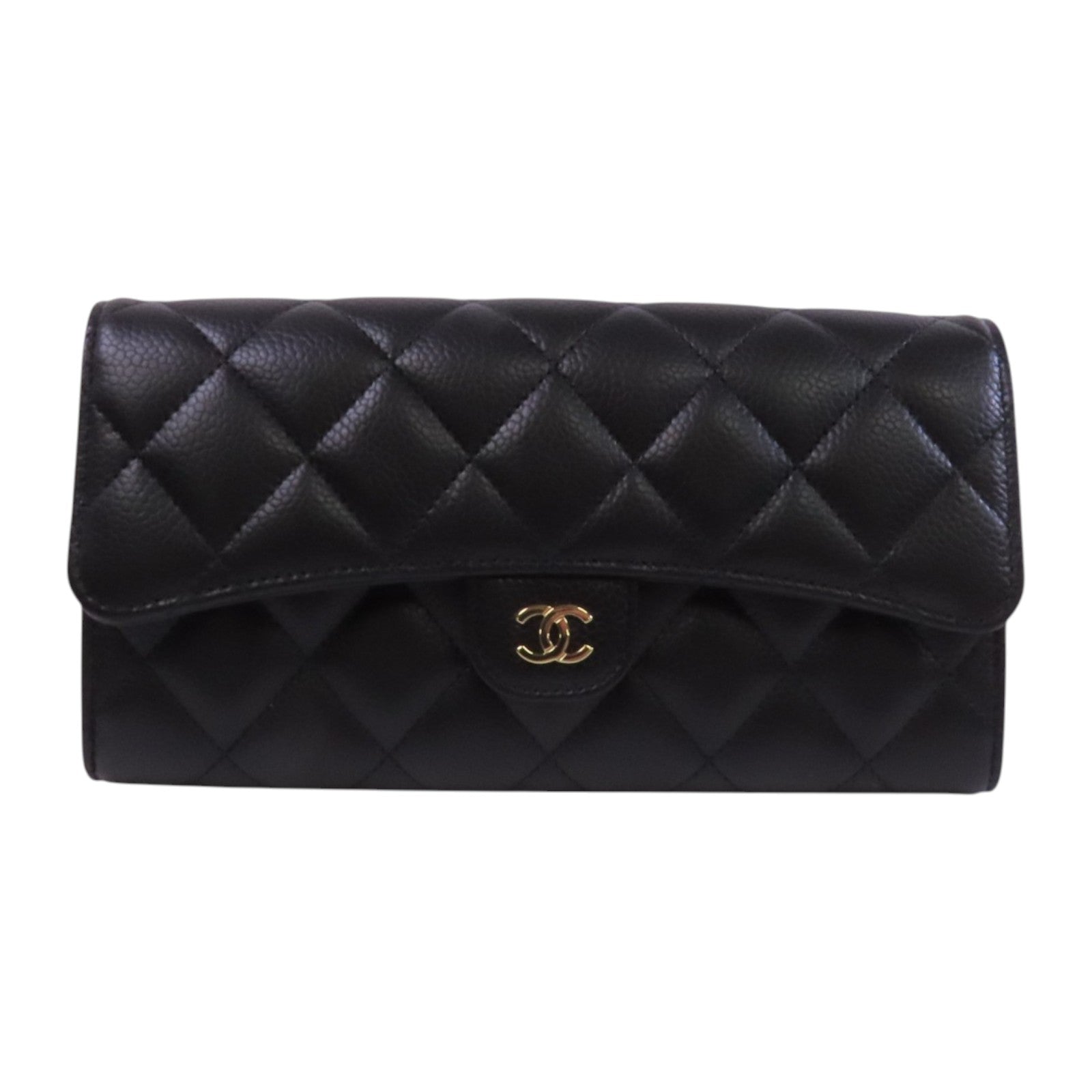 CHANEL 牛皮皮革Long Wallet金扣長錢包