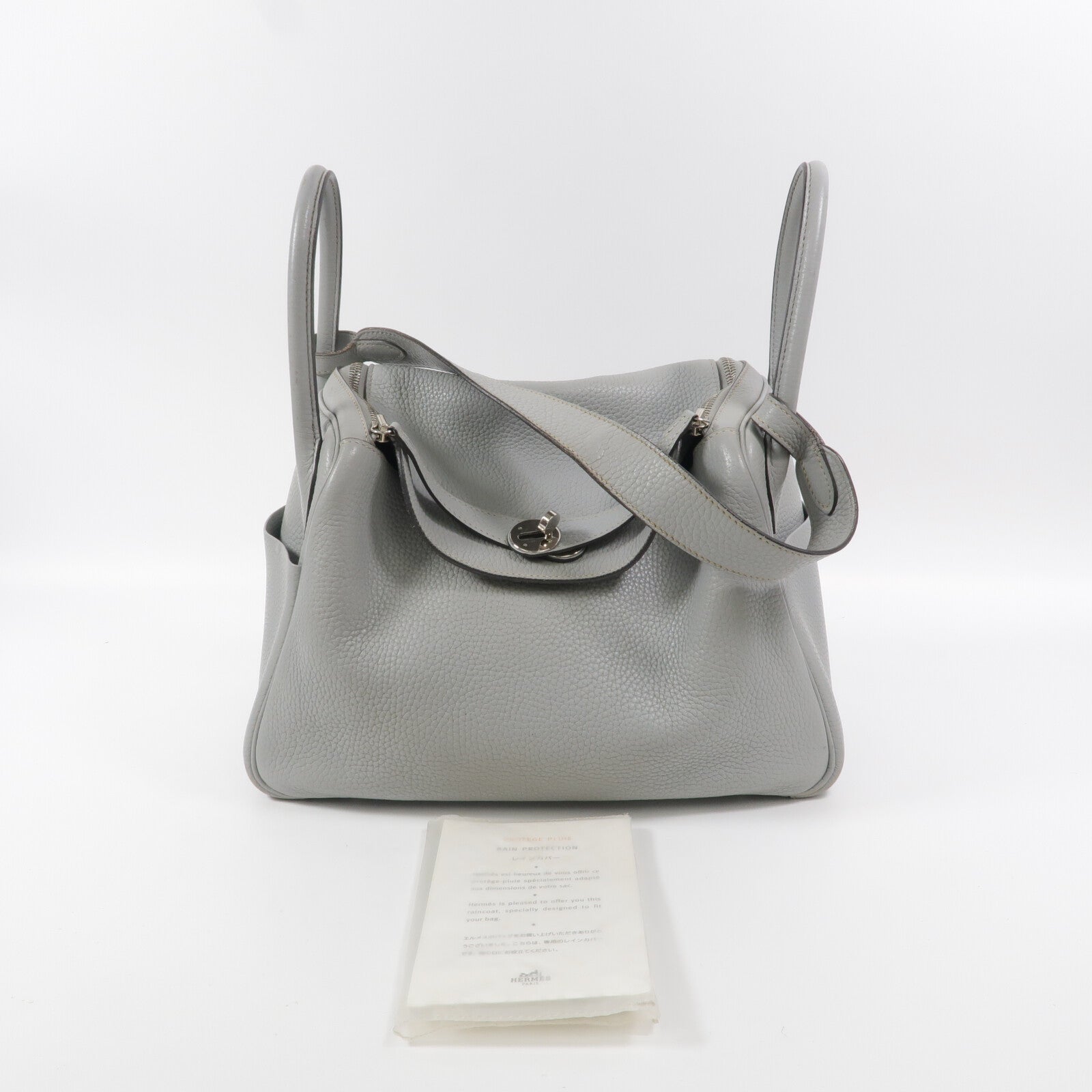 HERMES Clemence皮革Lindy 30手挽肩背兩用袋Bleu Pale