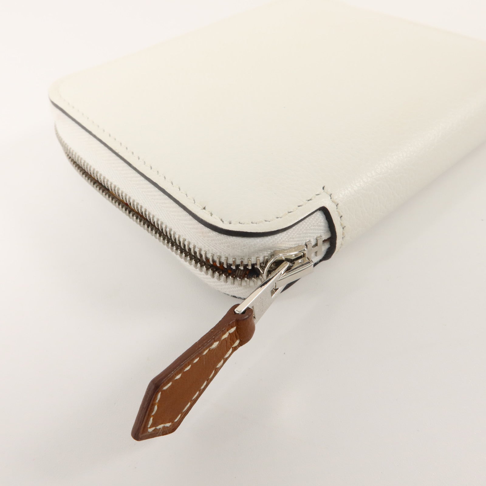 HERMES Evercolor皮革Silk In Compact Wallet錢包Blanc