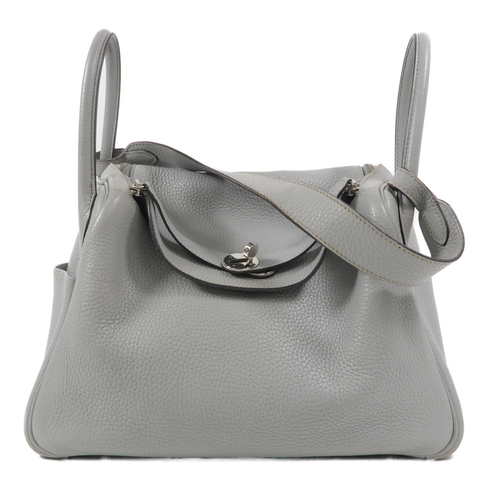 HERMES Clemence皮革Lindy 30手挽肩背兩用袋Bleu Pale
