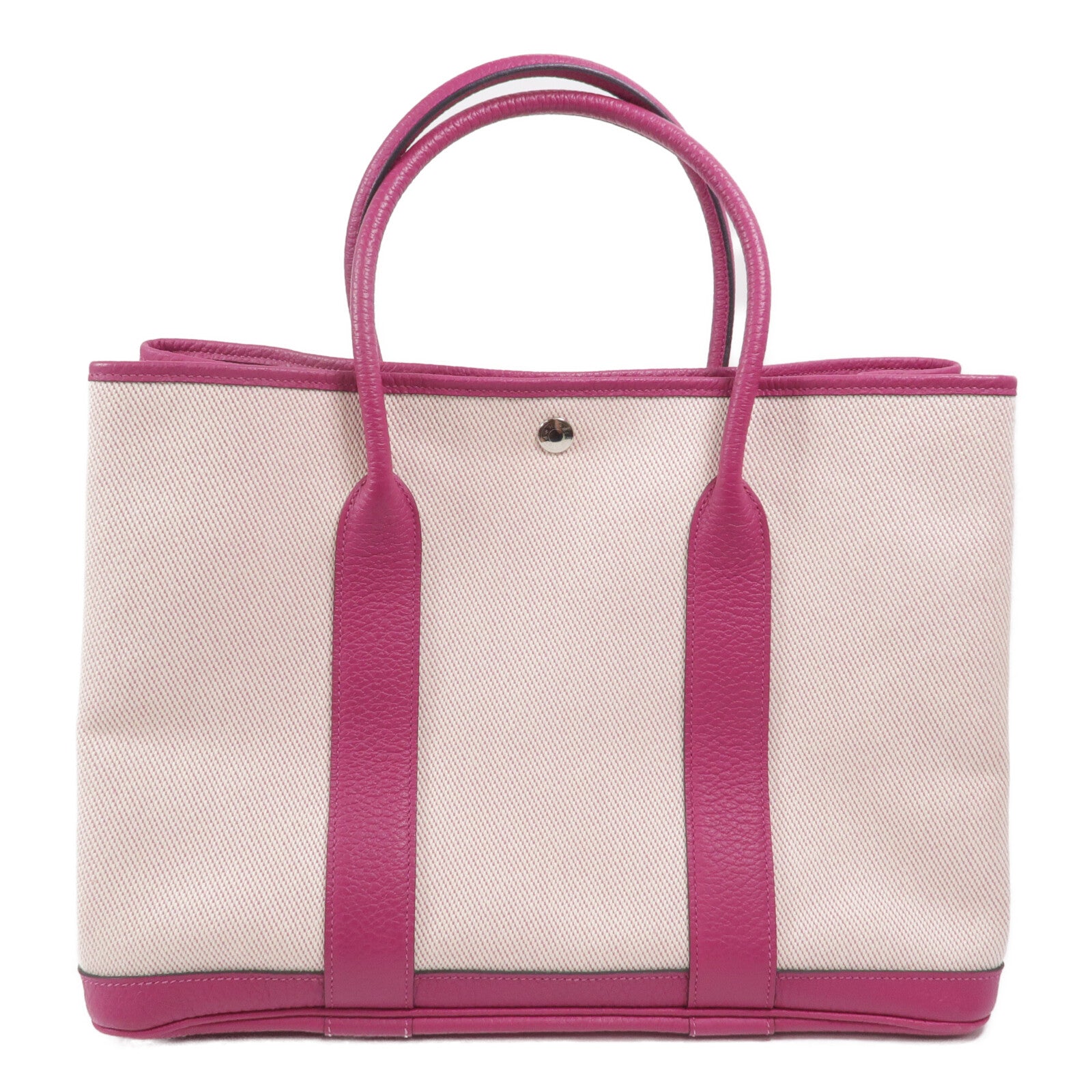 HERMES 帆布Garden Party PM手挽袋Rose Pourpre
