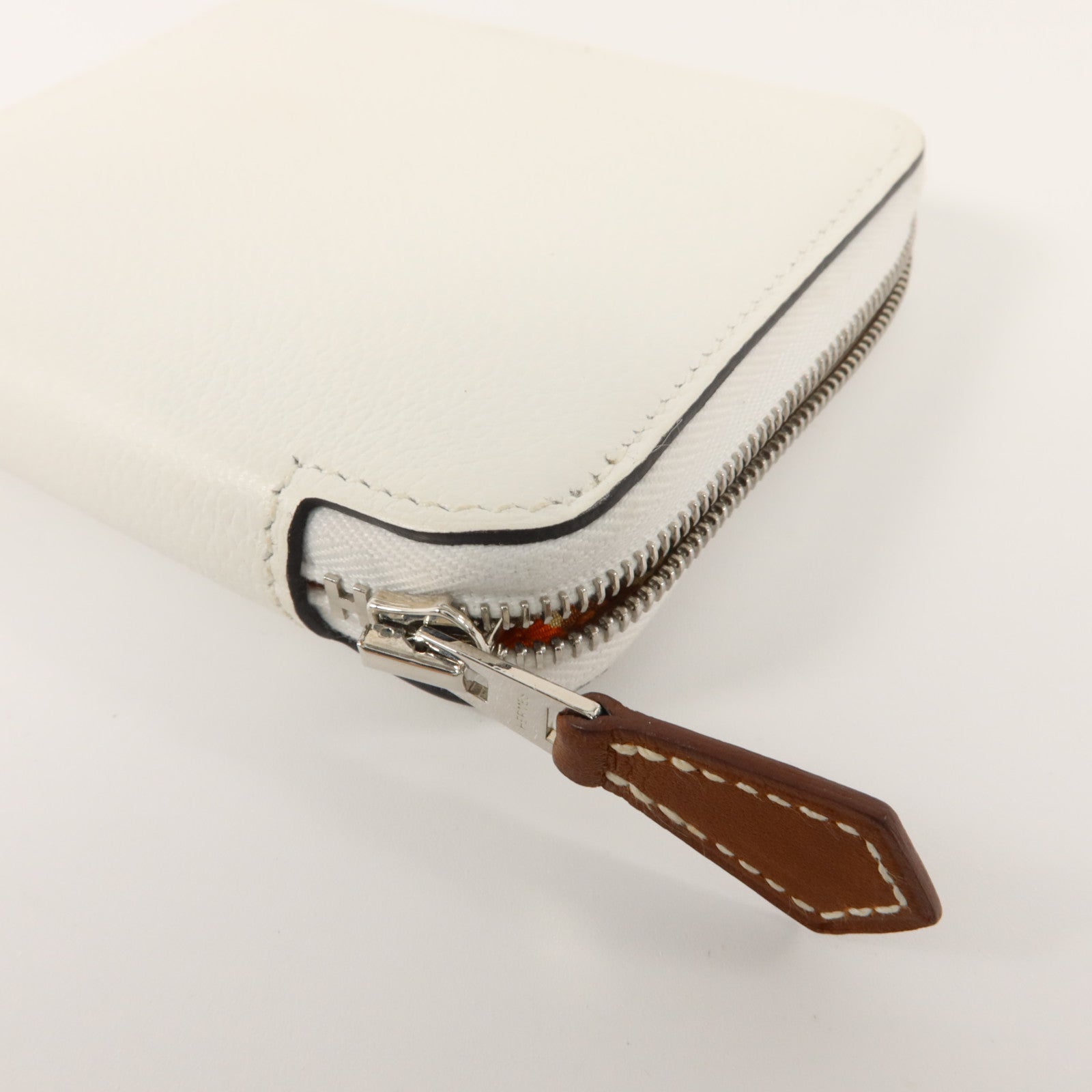 HERMES Evercolor皮革Silk In Compact Wallet錢包Blanc