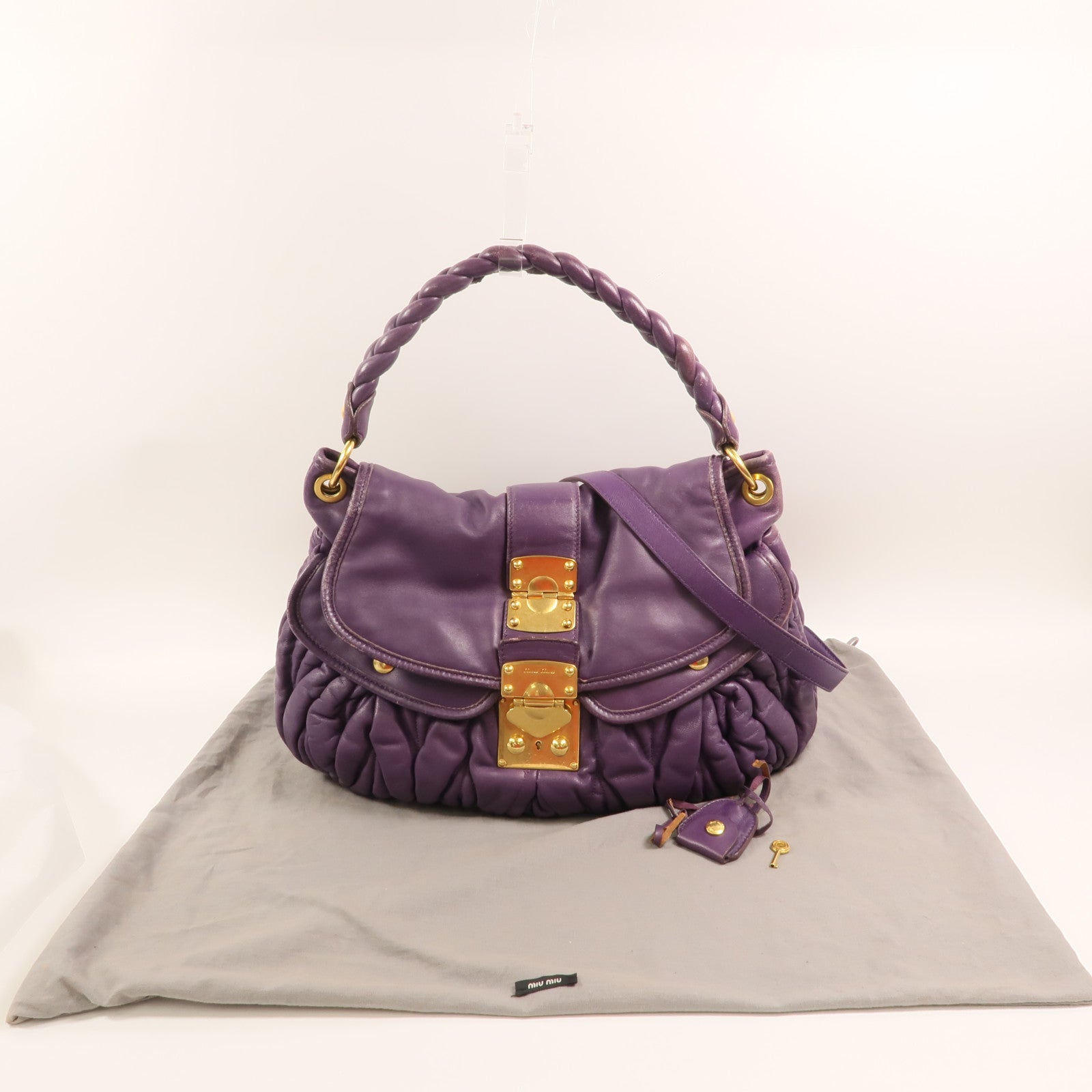 Miu Miu 羊皮皮革Shoulder Bag金扣手挽肩背兩用袋