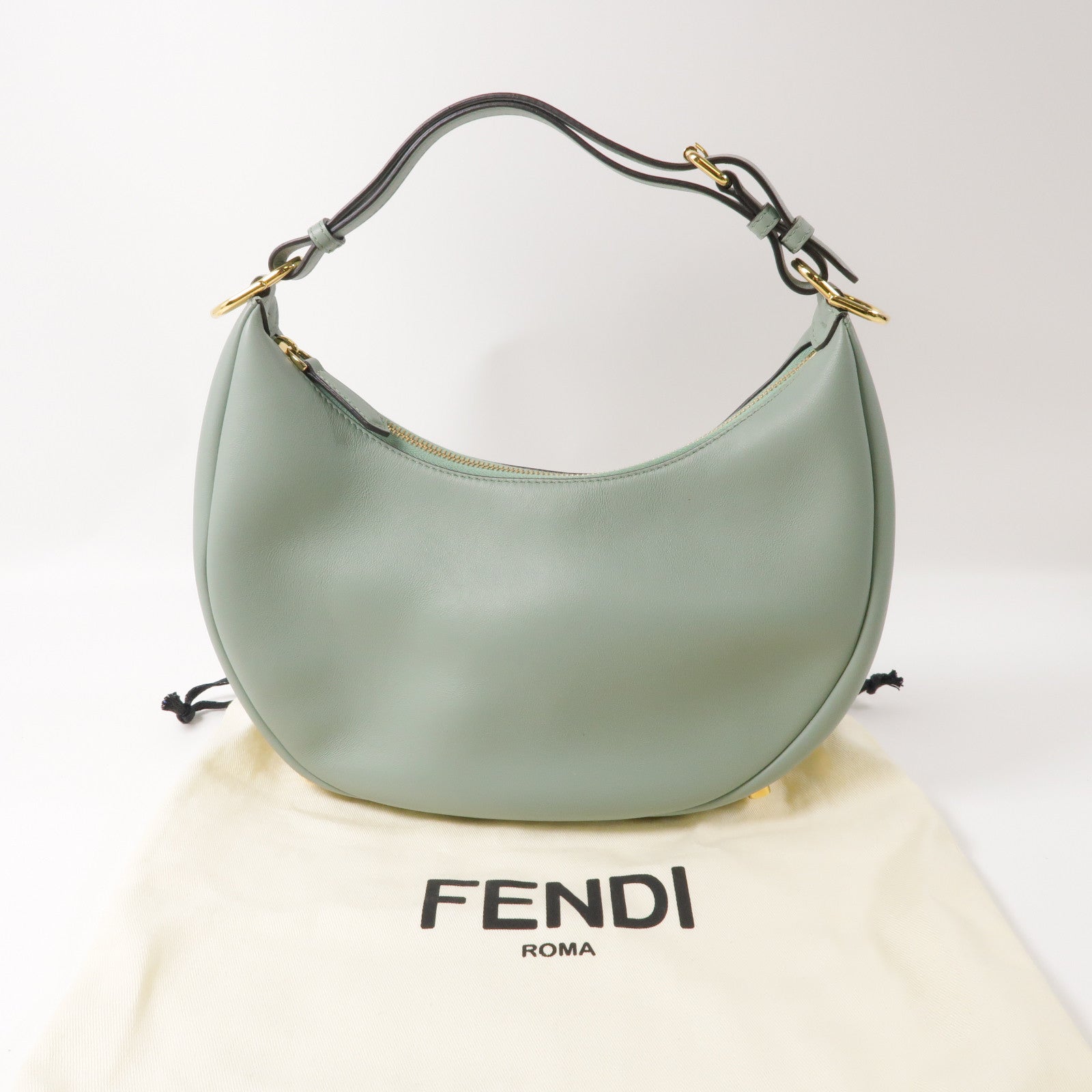 FENDI 牛皮皮革Shoulder Bag金扣肩背袋綠色
