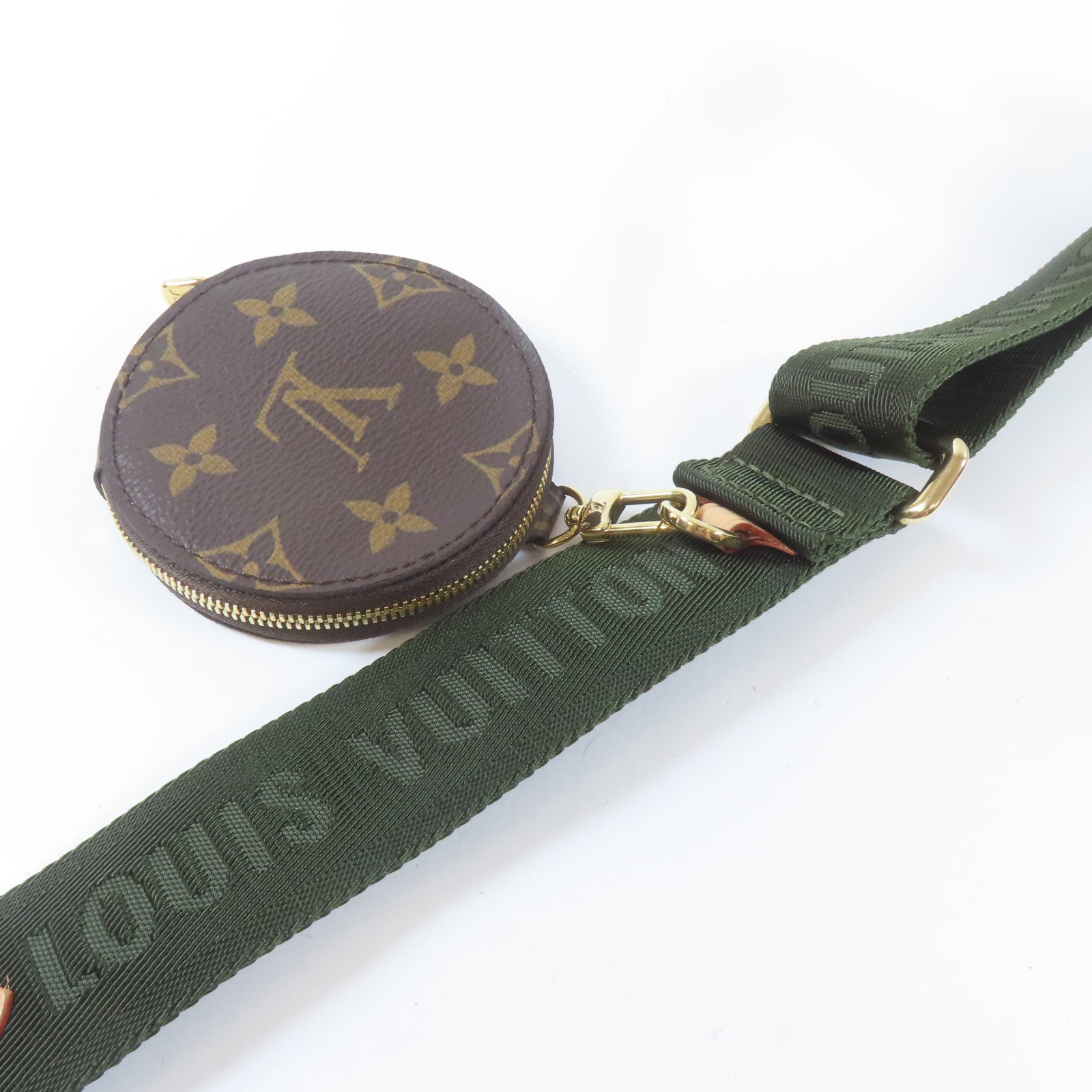 LOUIS VUITTON Monogram Multi Pochette Accessories金扣肩背袋綠色/啡色