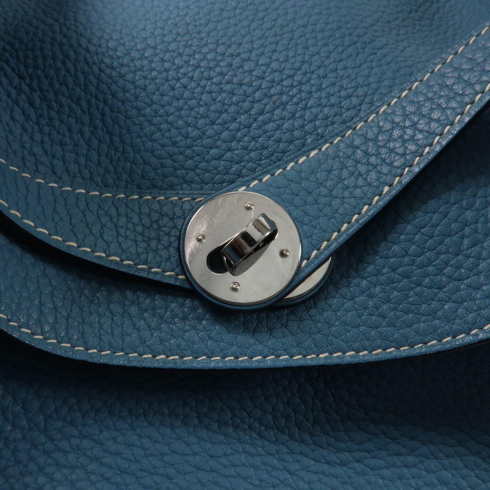 HERMES Clemence皮革Lindy 34手挽肩背兩用袋Bleu Jean