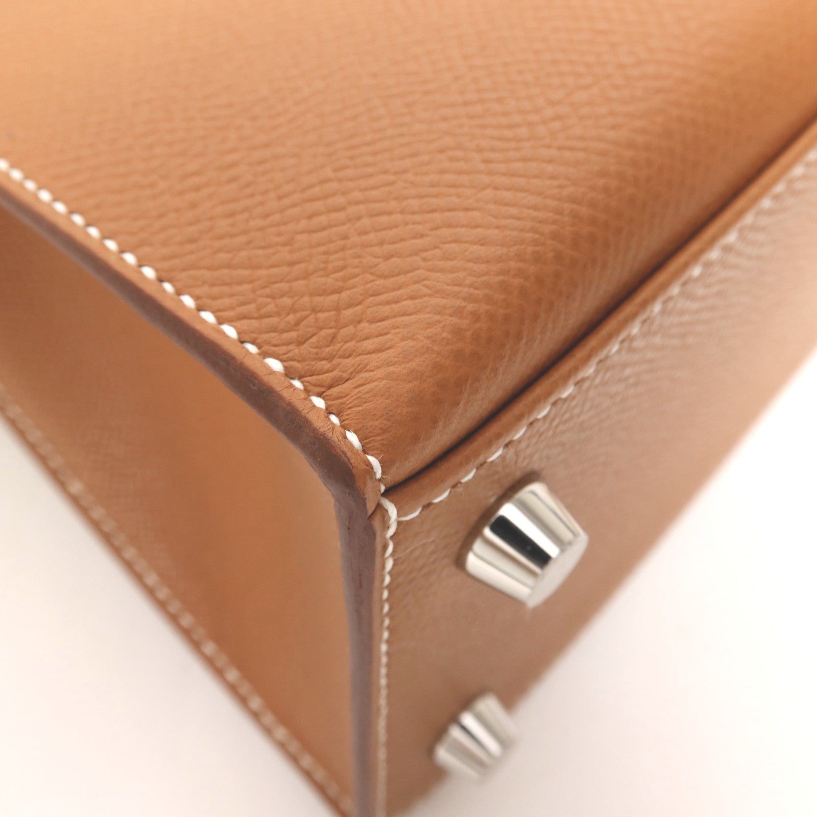 HERMES Epsom皮革Kelly 25銀扣手挽肩背兩用袋Gold