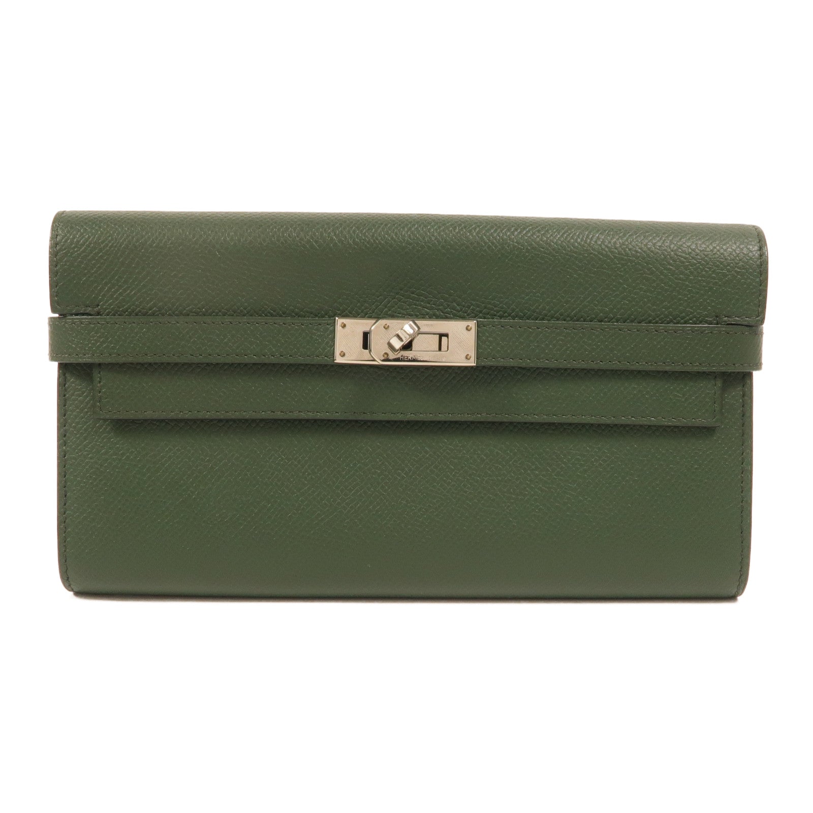 HERMES Epsom皮革Kelly Wallet長錢包Vert Anglais