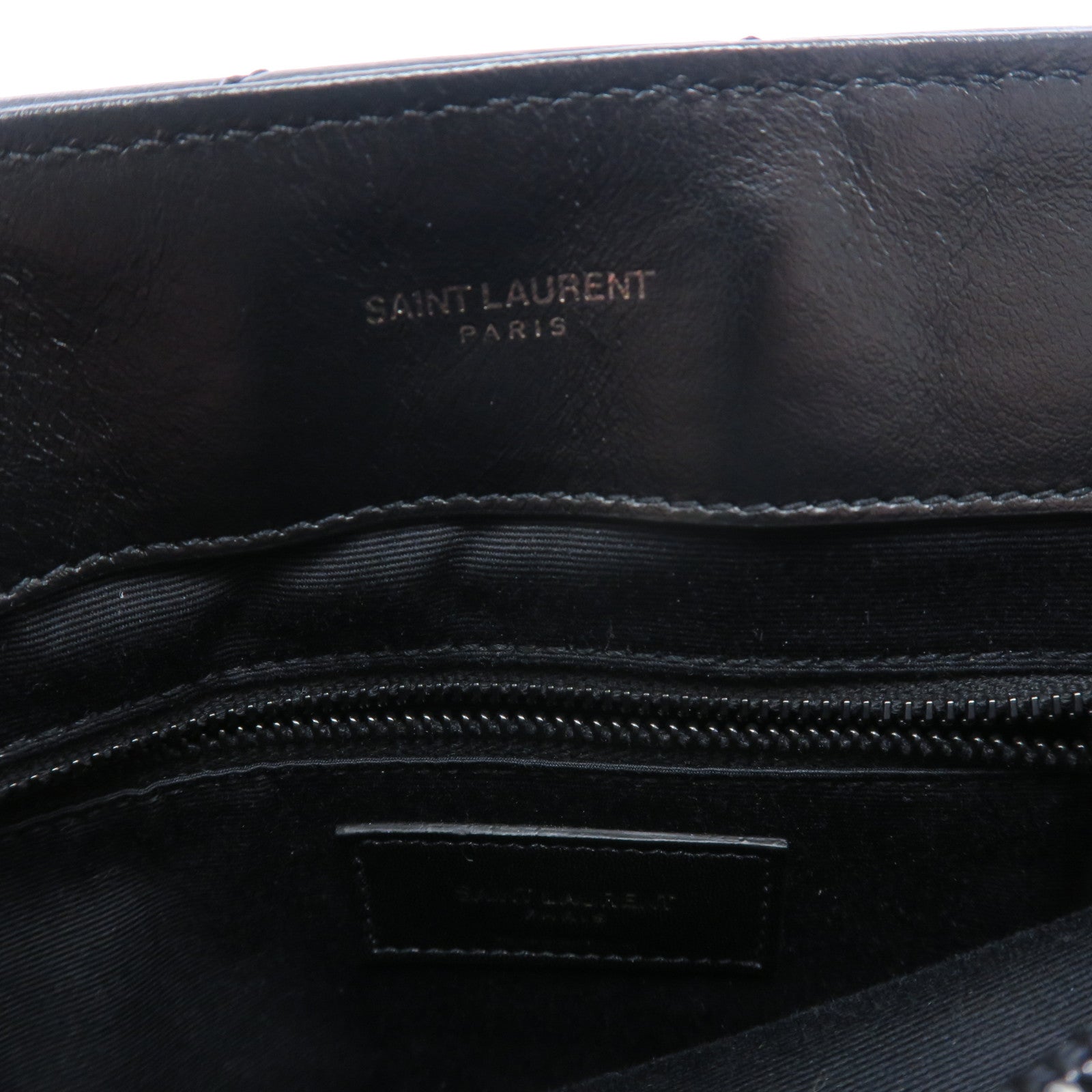SAINT LAURENT 牛皮皮革LouLou MM黑扣/銀扣鏈帶肩背袋黑色