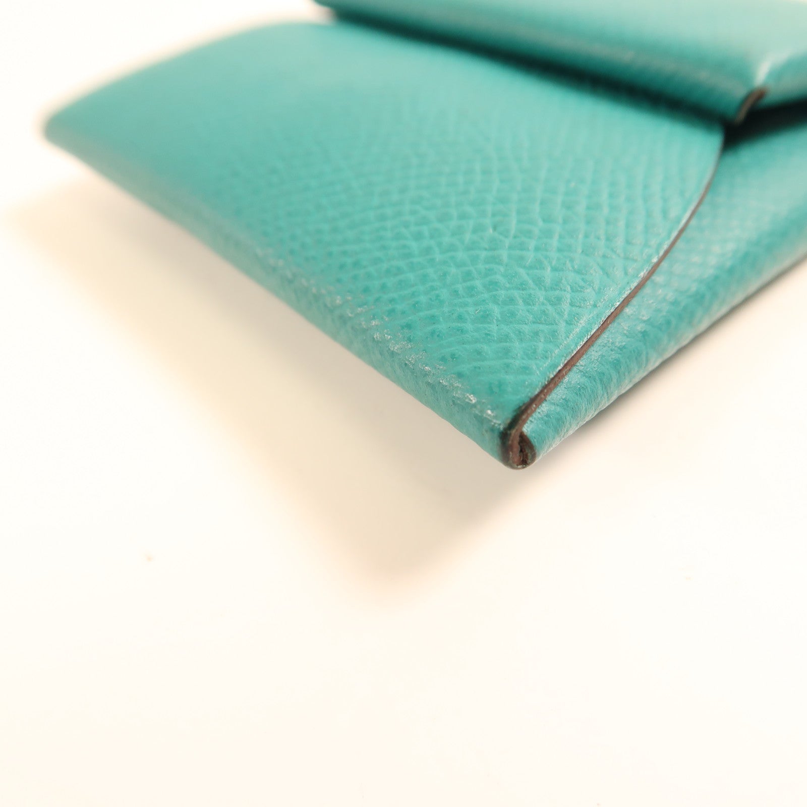 HERMES PHWBastia Card Case Purse Veau Epsom Leather Green