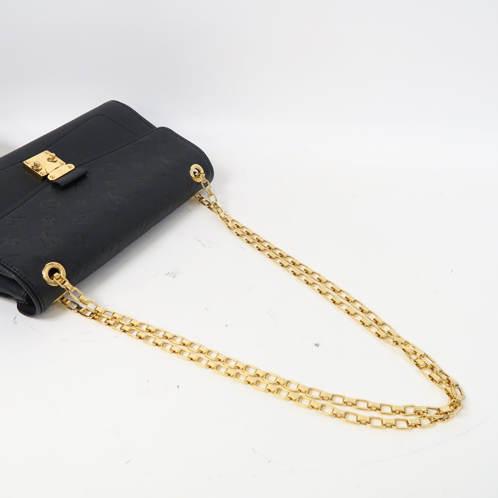 LOUIS VUITTON Monogram Empreinte Saint Germain PM金扣鏈帶肩背袋黒色