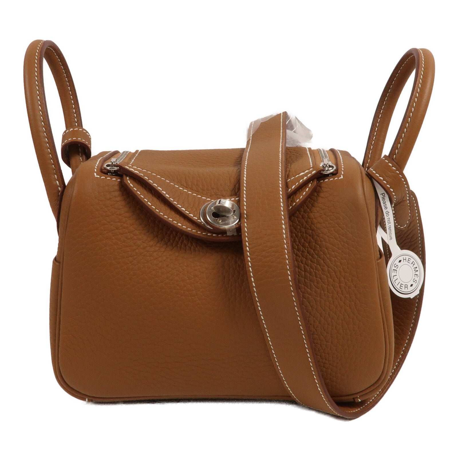 HERMES Clemence皮革Mini Lindy手挽肩背兩用袋Gold