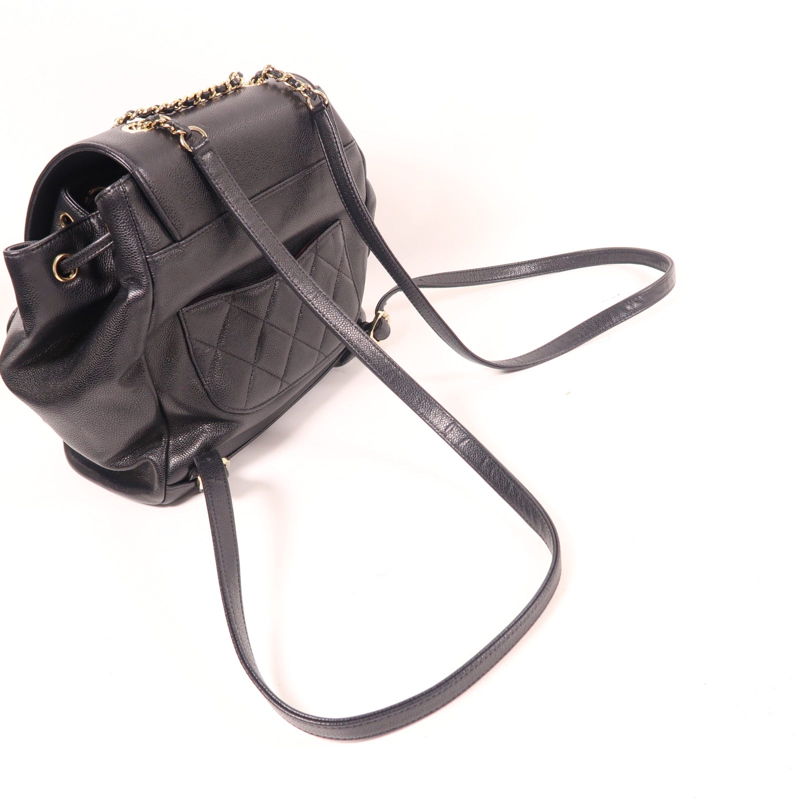 CHANEL 牛皮皮革Backpack金扣背包
