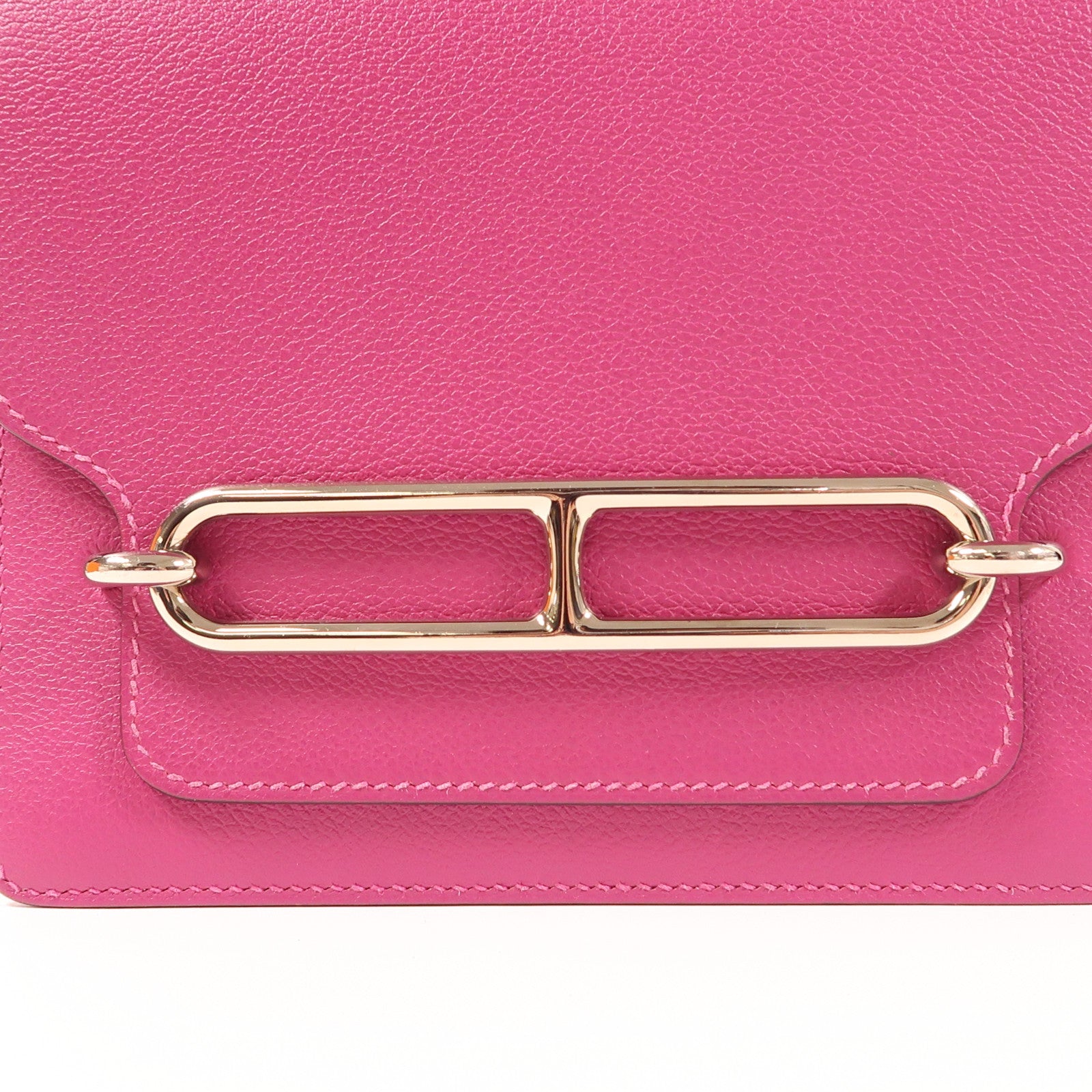 HERMES Evercolor皮革Roulis Mini銀扣肩背袋Rose Pourpre
