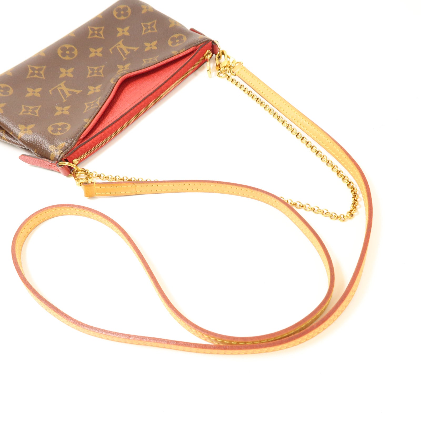 LOUIS VUITTON Monogram Pallas Clutch金扣鏈帶手挽肩背兩用袋