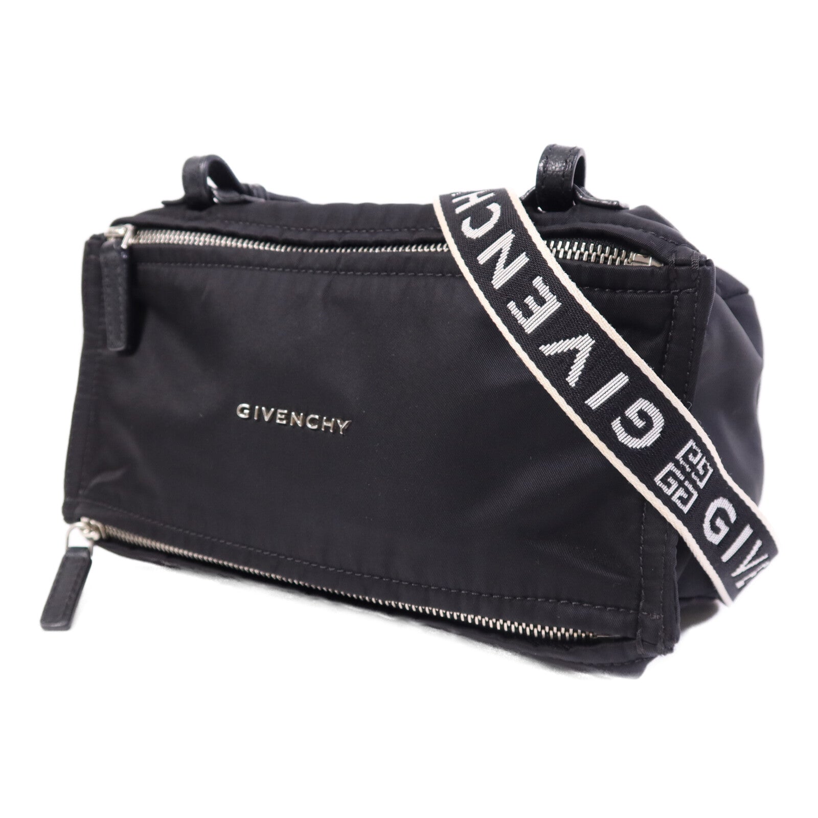 GIVENCHY 尼龍Pandora Mini銀扣肩背袋
