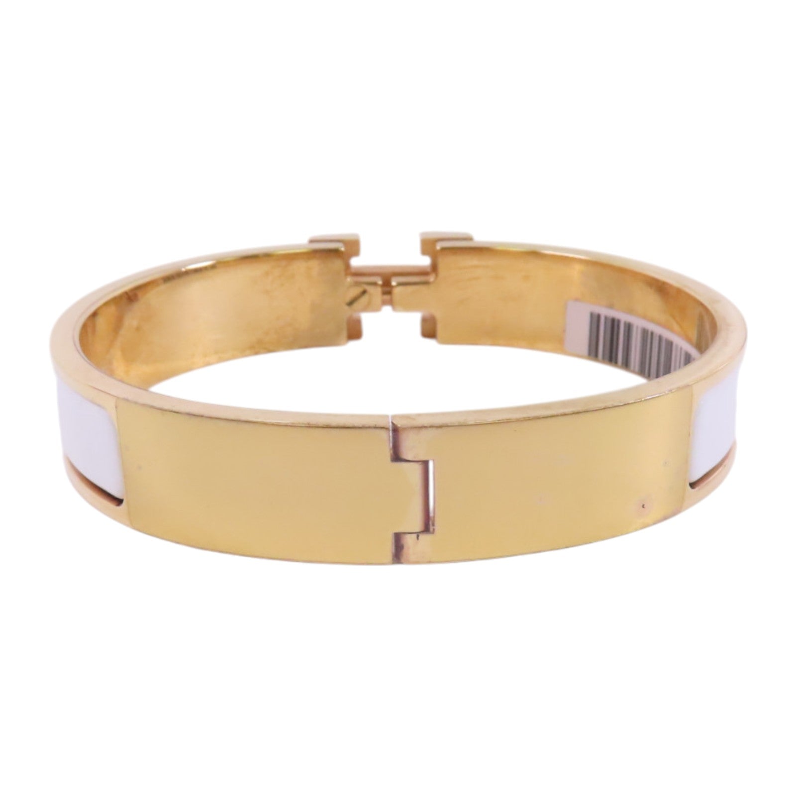 HERMES SHW Clic H Bracelet Bangle Metal Enamel White