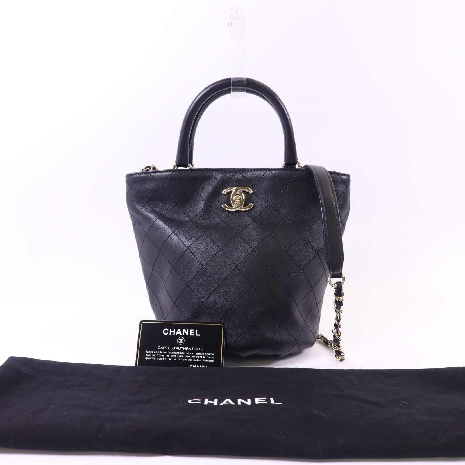 CHANEL 牛皮皮革2 Way Shoulder Bag金扣手挽肩背兩用袋