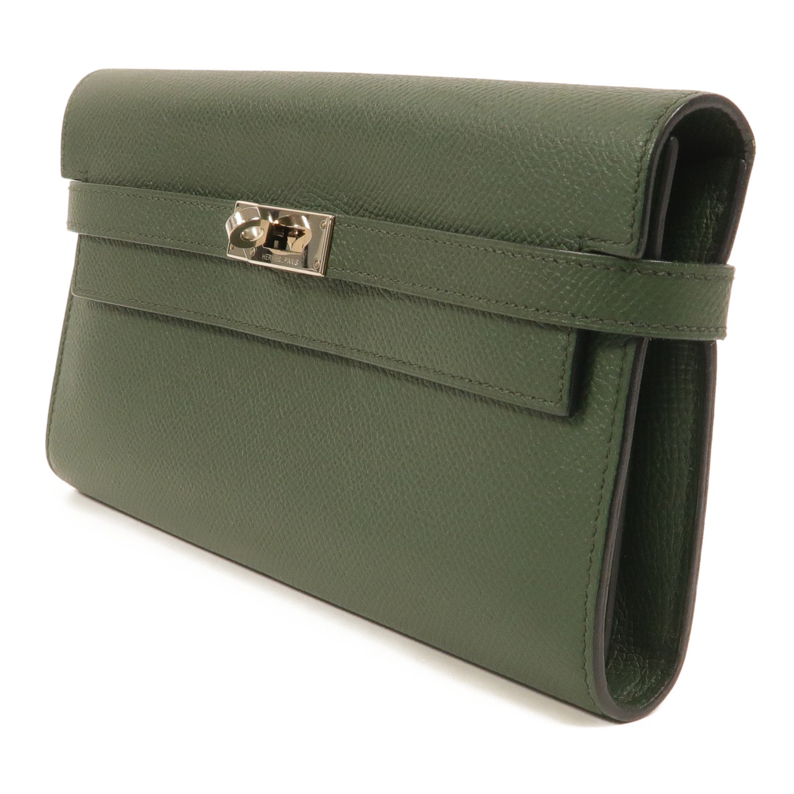 HERMES Epsom皮革Kelly Wallet長錢包Vert Anglais