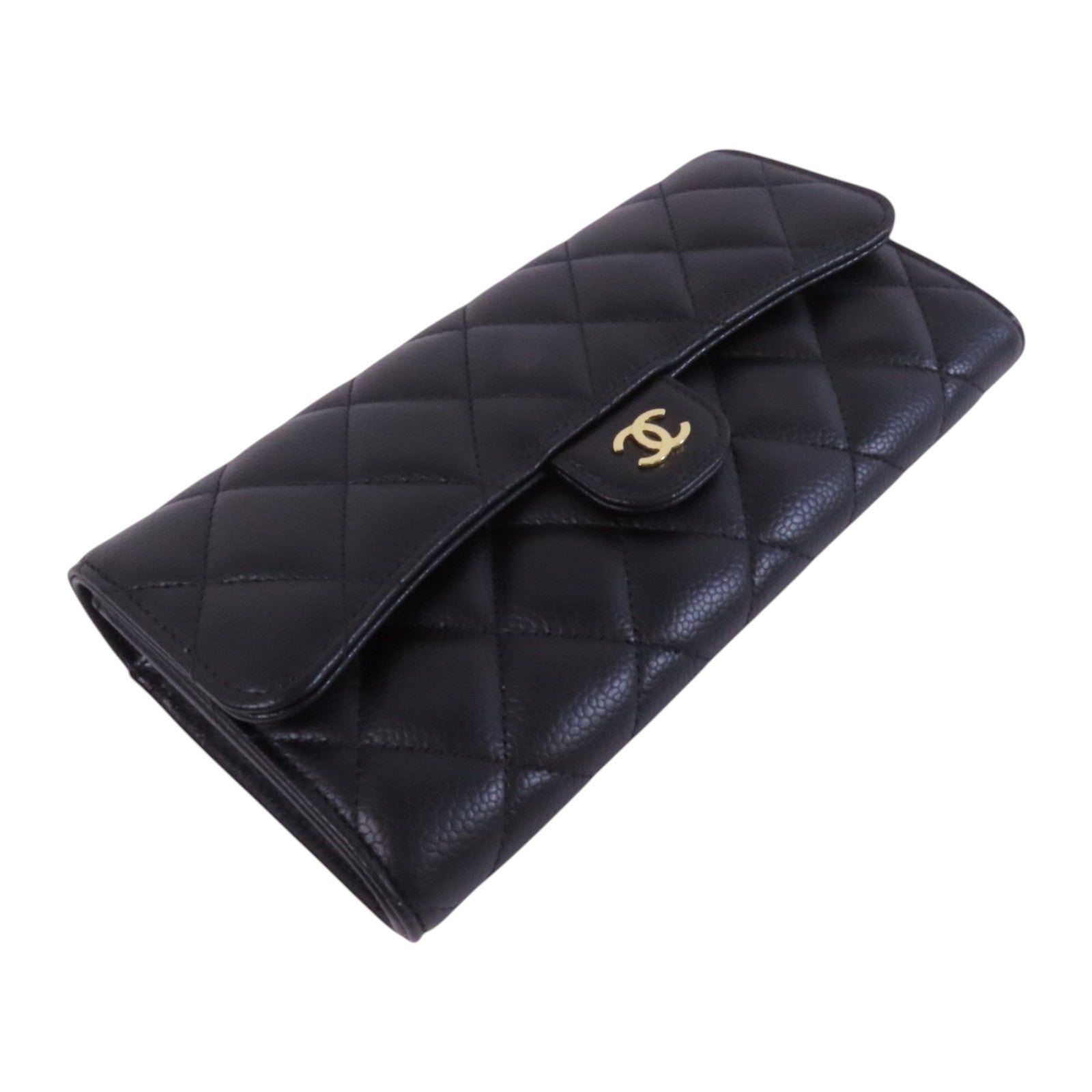 CHANEL 牛皮皮革Long Wallet金扣長錢包