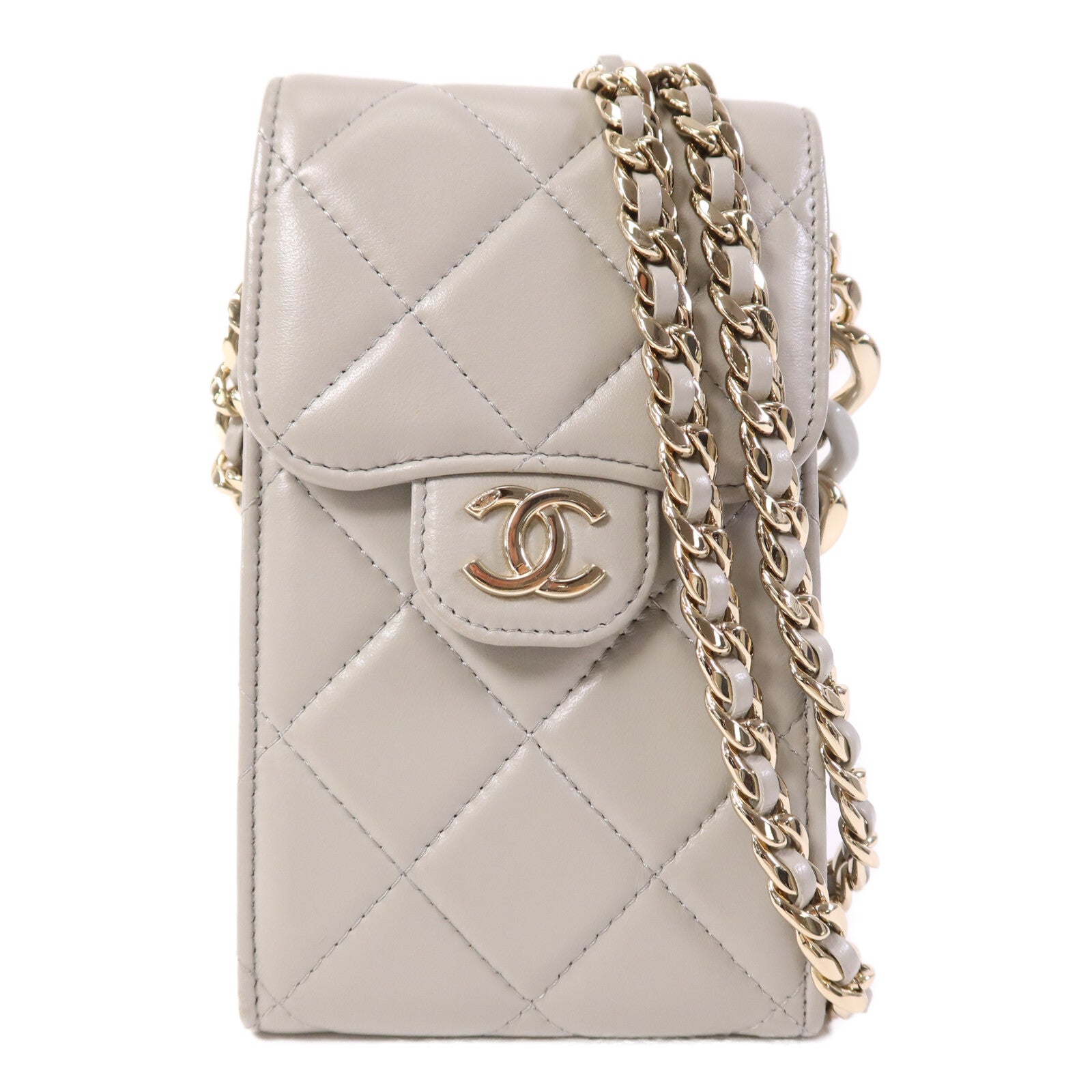CHANEL 羊皮皮革Chain Shoulder Bag金扣鏈帶肩背袋