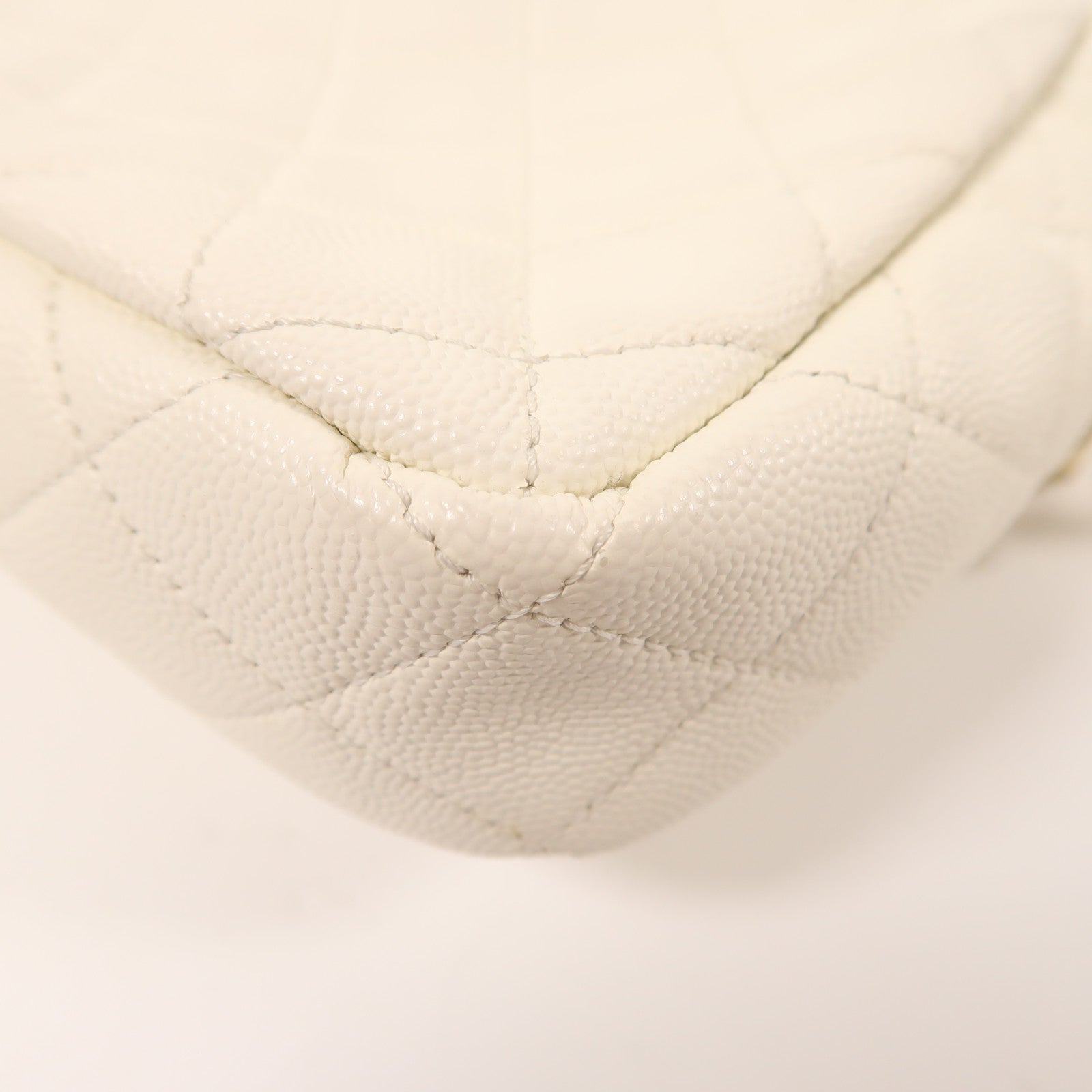 CHANEL CC GHW Shoulder Bag Calfskin Leather White