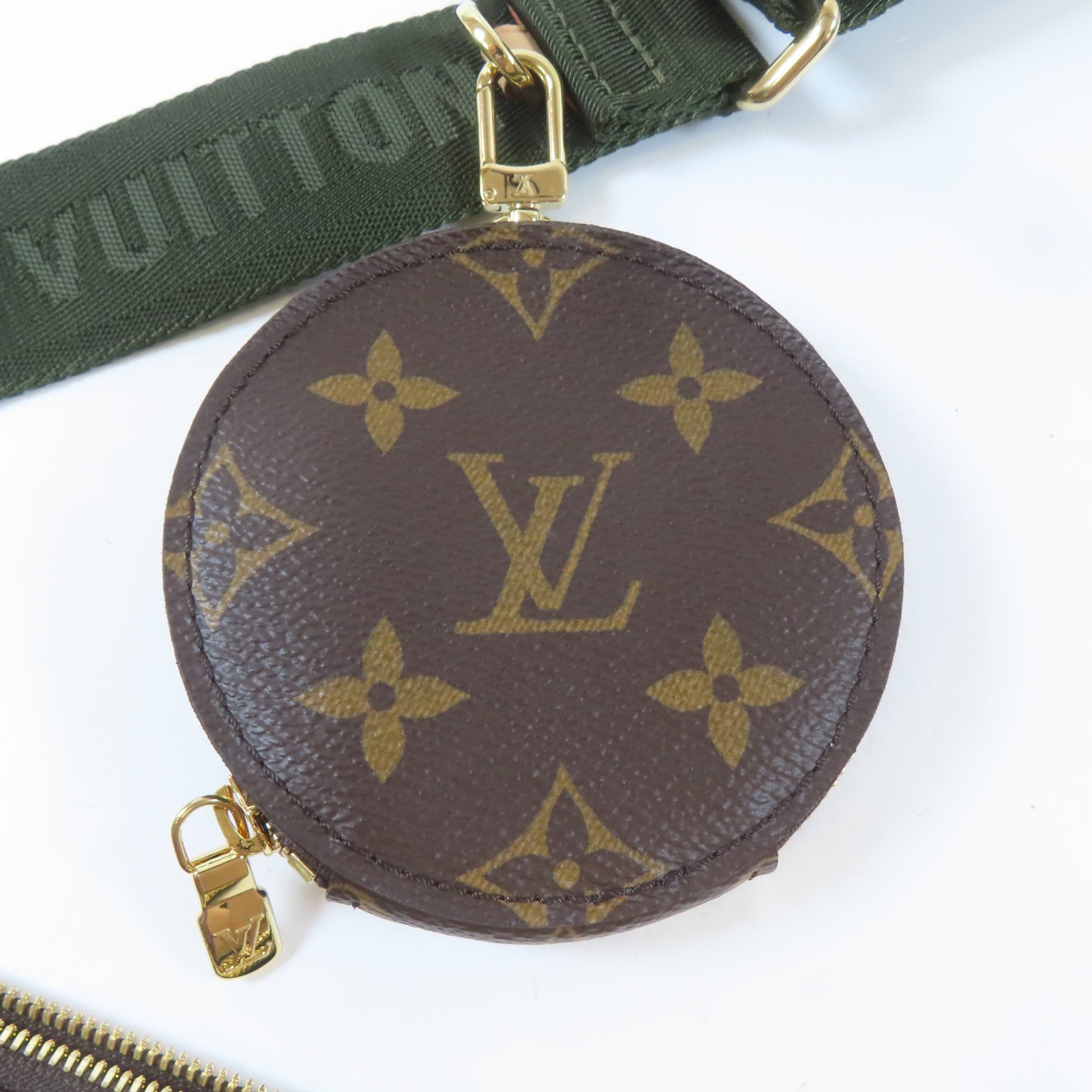 LOUIS VUITTON Monogram Multi Pochette Accessories金扣肩背袋綠色/啡色