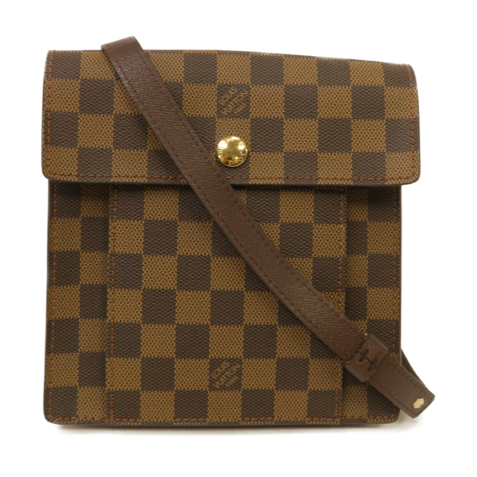 LOUIS VUITTON Damier Pimlico Shoulder Bag金扣肩背袋Ebene
