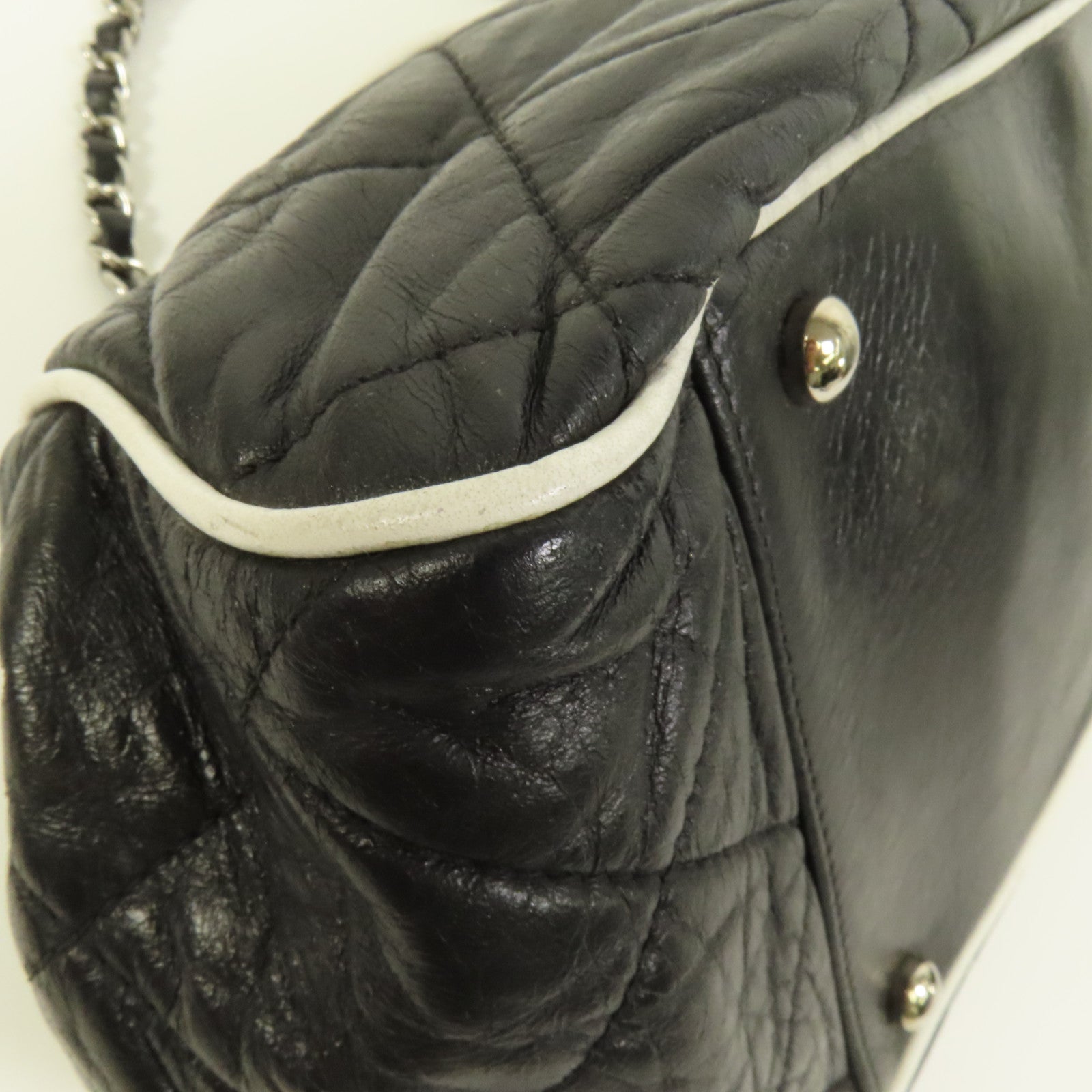 CHANEL 牛皮皮革West Accordion Flap Bag銀扣鏈帶肩背袋