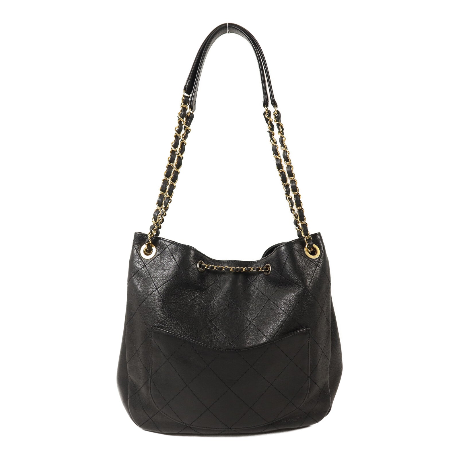CHANEL 牛皮皮革Bucket Bag鏈帶肩背袋
