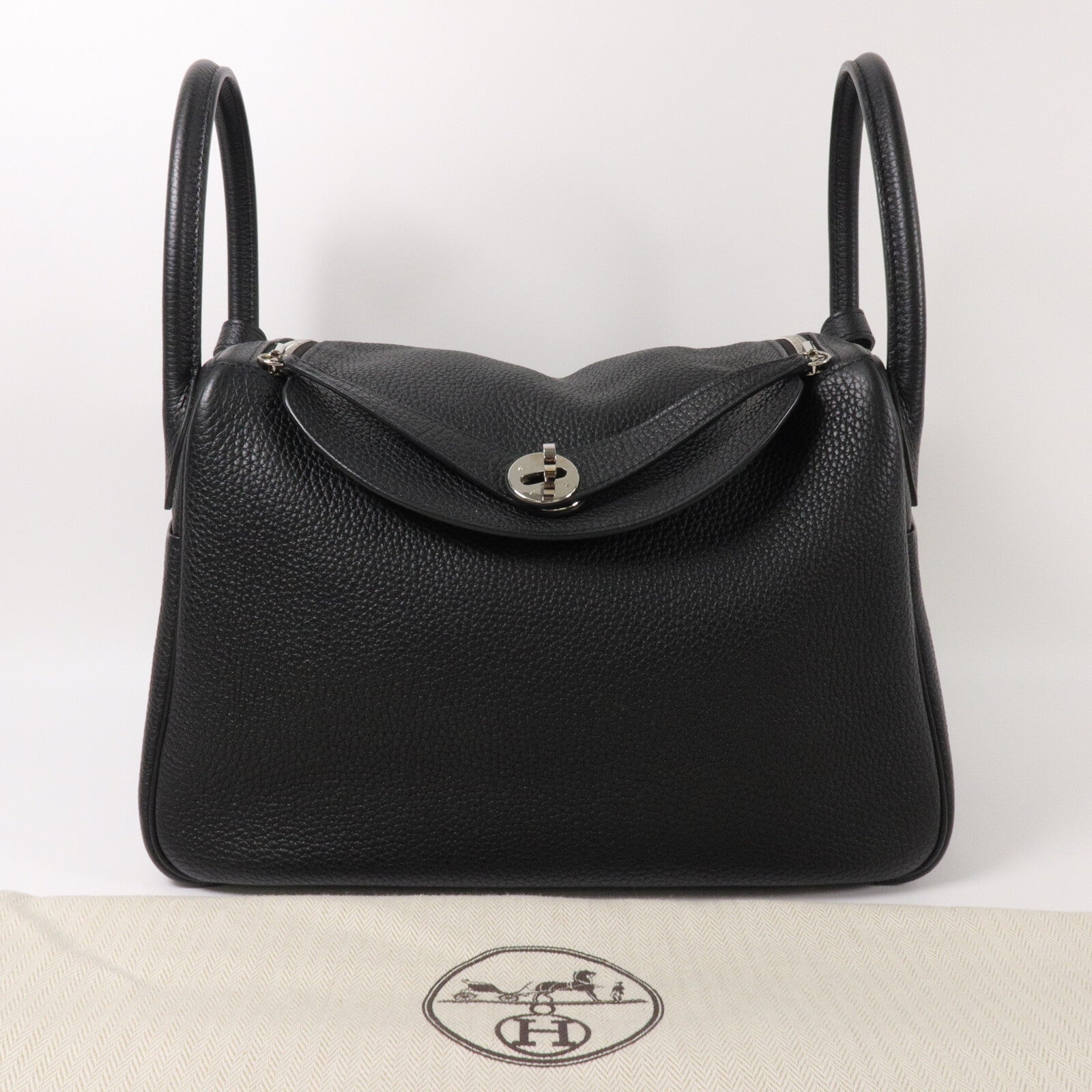 HERMES Clemence皮革Lindy 30手挽肩背兩用袋Noir