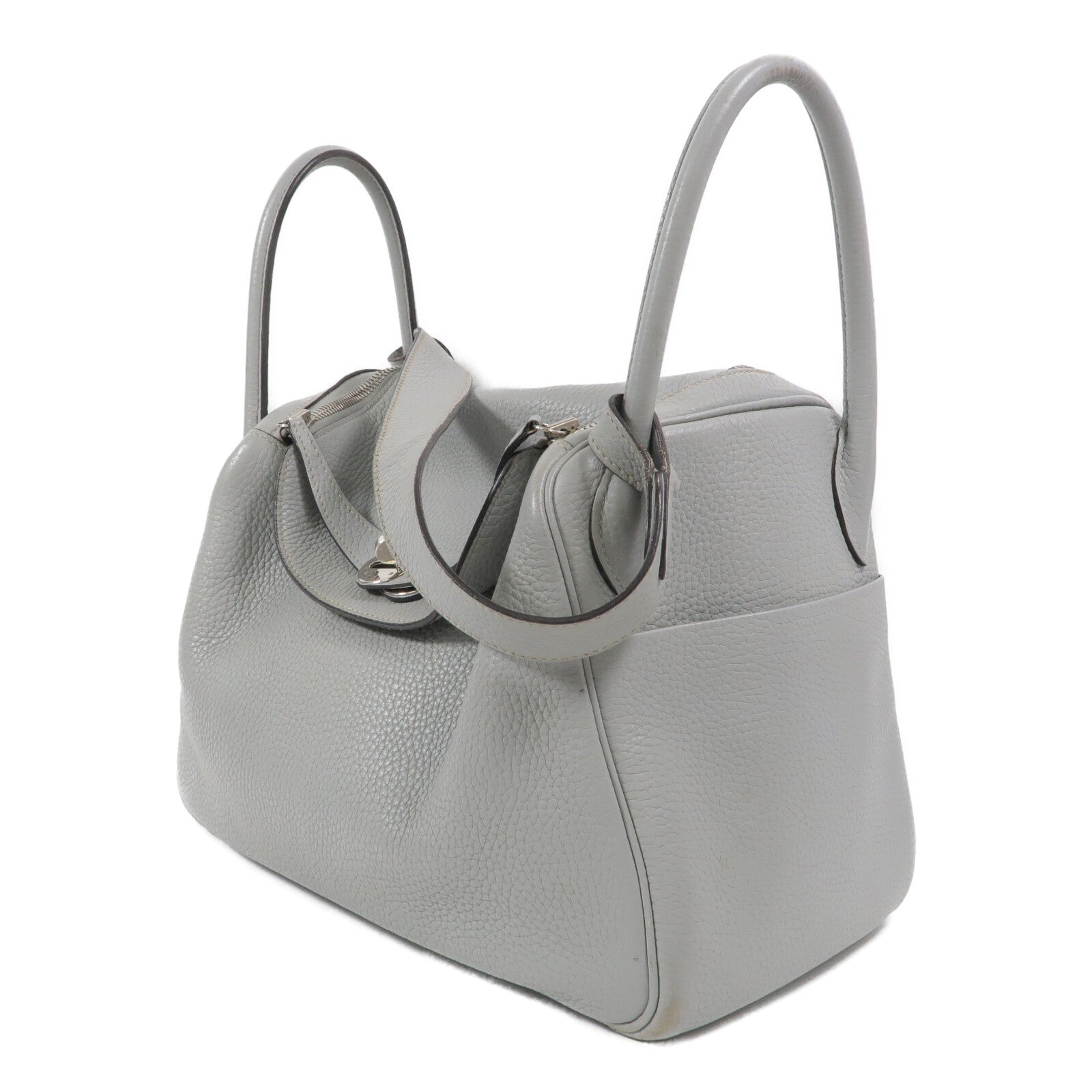 HERMES Clemence皮革Lindy 30手挽肩背兩用袋Bleu Pale