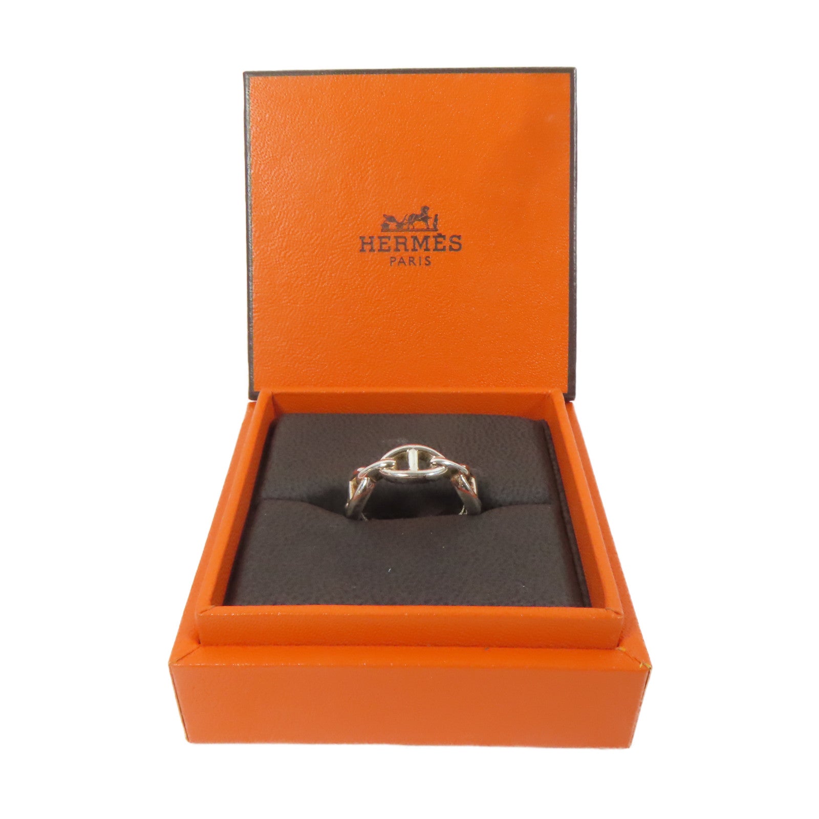 HERMES 925純銀Chaine D'Ancre Enchainee Ring戒指Hermes#54 US#6.5
