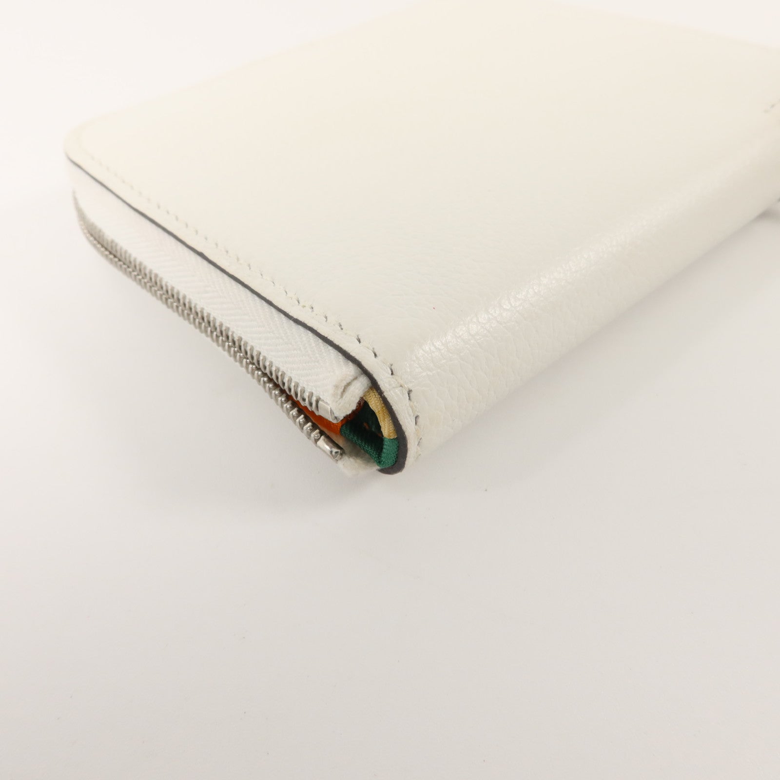 HERMES Evercolor皮革Silk In Compact Wallet錢包Blanc