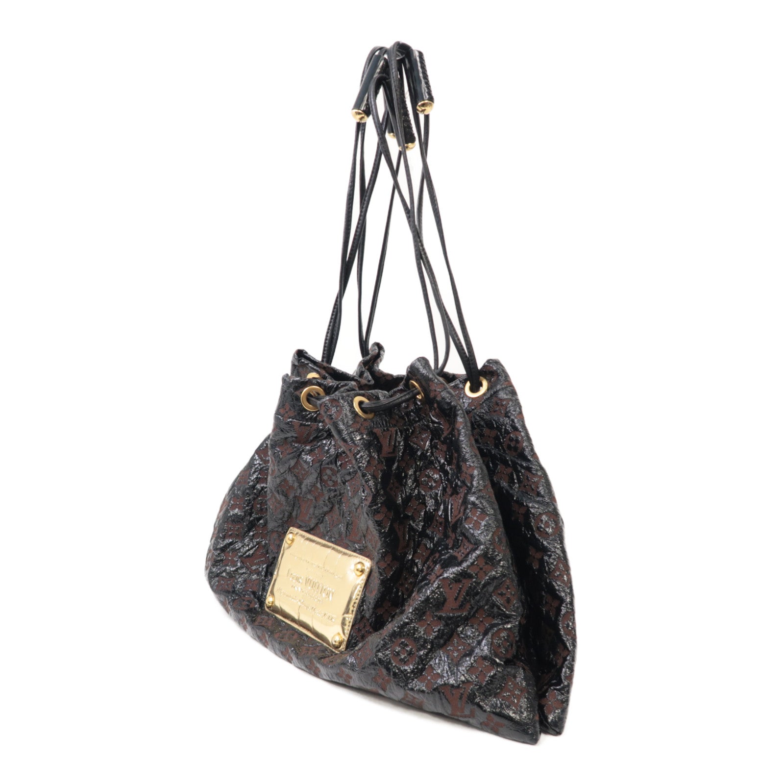 LOUIS VUITTON LV GHW Squishy Shoulder Bag M95259 Monogram Envinil Brown Black
