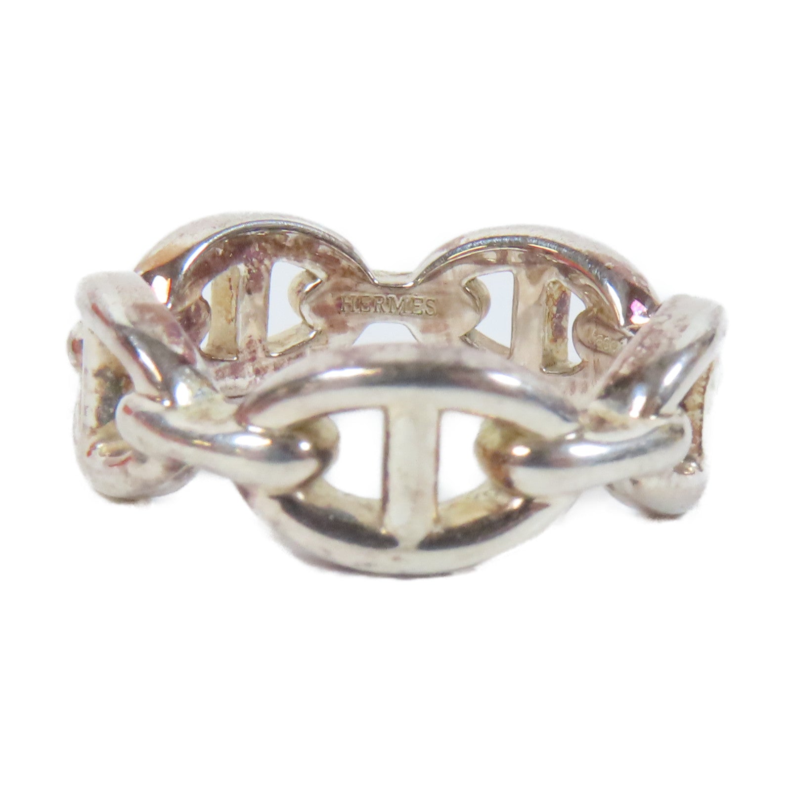 HERMES 925純銀Chaine D'Ancre Enchainee Ring戒指Hermes#54 US#6.5
