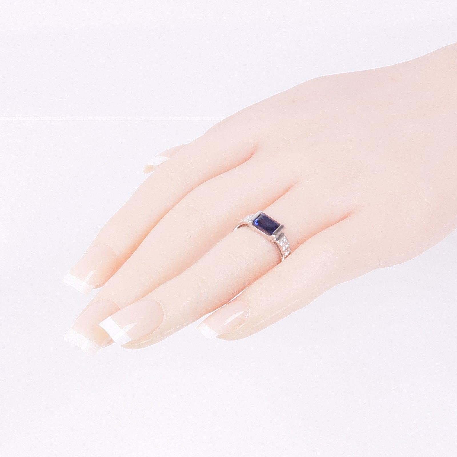 JEWELRY PT900鉑金Sapphire Diamond Ring藍寶石/鑽石戒指US#6