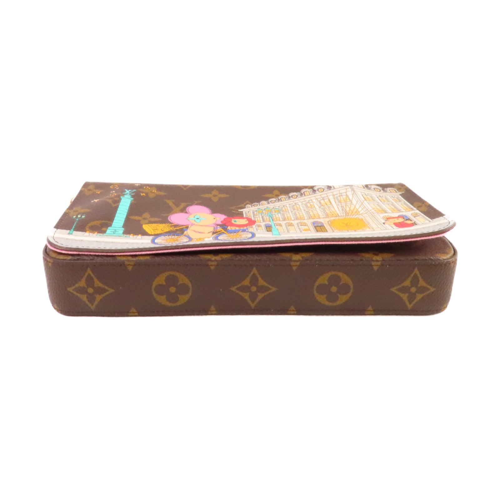 LOUIS VUITTON Monogram Felicie Pochette Shoulder Bag金扣鏈帶肩背袋啡色